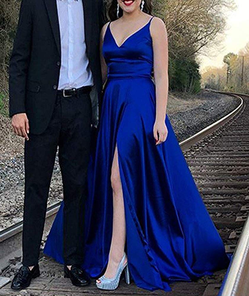 Elegant Kivary Women's V-Neck Spaghetti Strap Long Formal Evening Gown for Prom, Party & Special Occasions - Perfect for Weddings, Galas & Black Tie Events