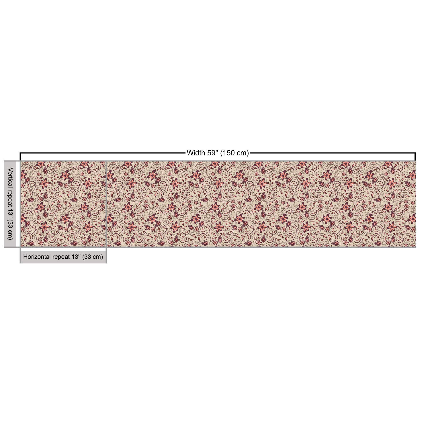 Ambesonne Floral Fabric by The Yard - Retro Blossoming Spring Meadow Pattern with Curly Details | 10 Yards Maroon Coral Upholstery Fabric for Sofa, Curtains & Home Decor | Perfect for DIY Projects, Crafting & Interior Design