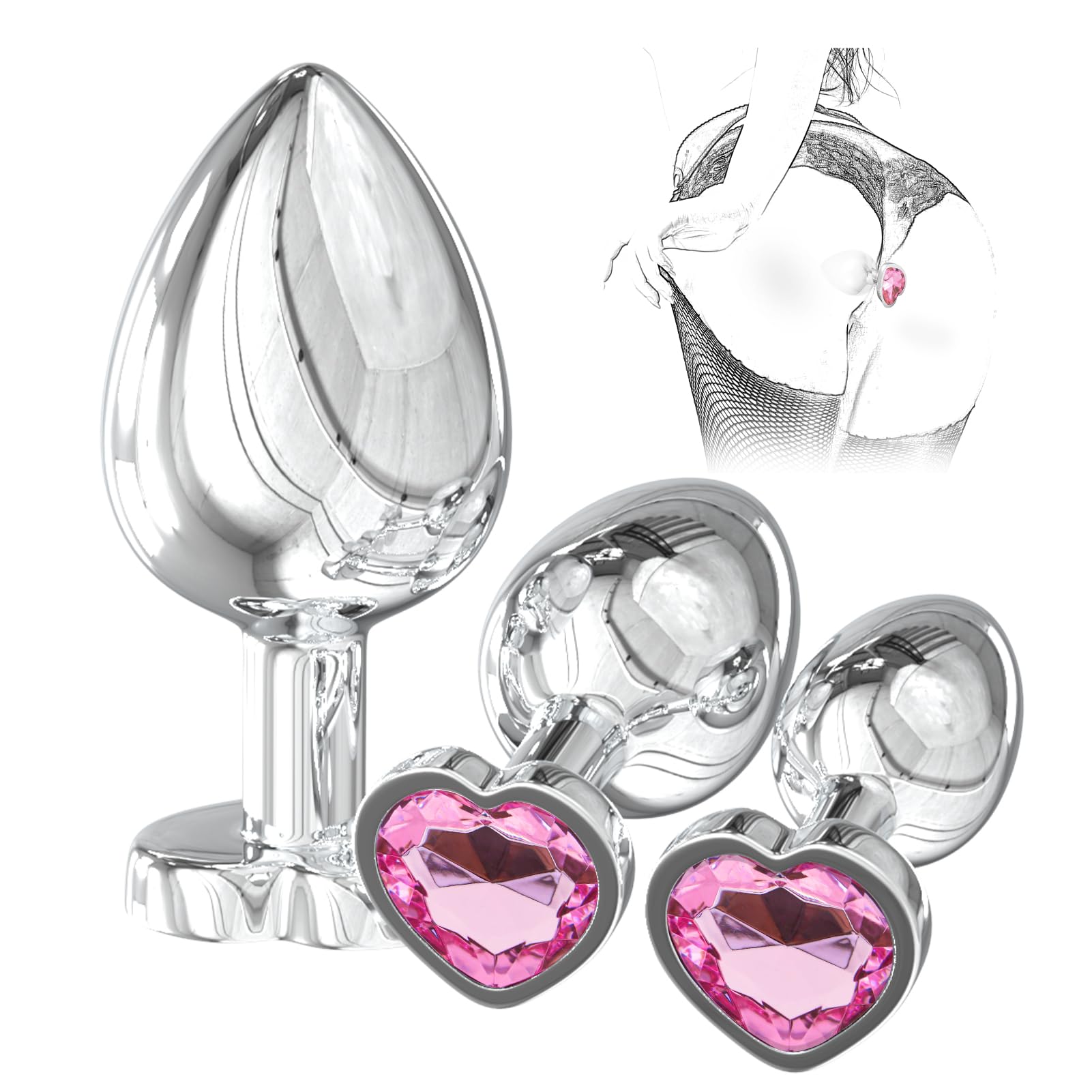 Premium 3-Piece Stainless Steel Anal Training Kit - Couples Butt Plug Set for Men & Women, Portable Adult Toys for Relaxation & Exercise | Perfect for Beginners, Intimate Play & Sensual Exploration