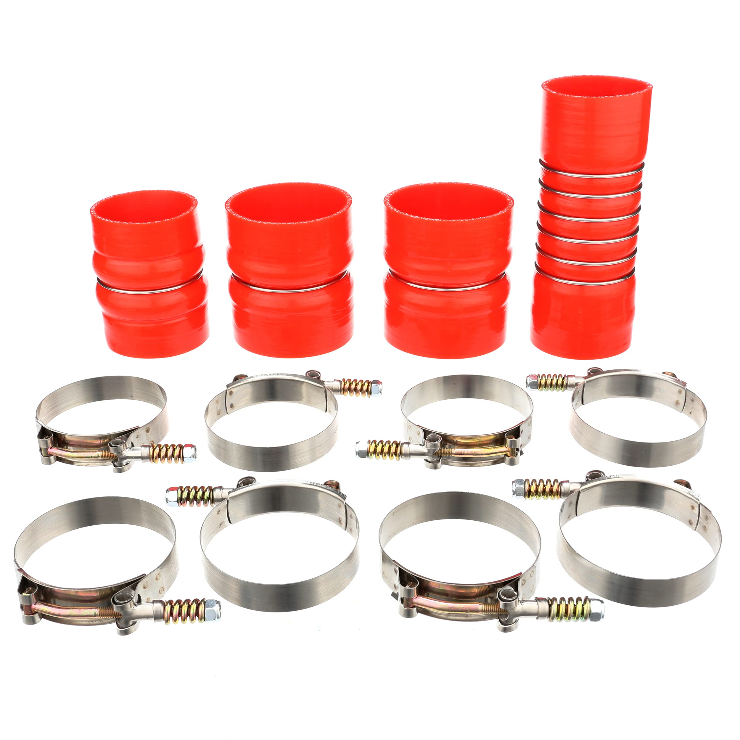 Heavy Duty Silicone Intercooler Hose Boot Kit for 2003-2007 Dodge Ram 2500/3500 5.9L Cummins Diesel - Heat, Pressure, Fuel & Oil Resistant Replacement Parts (Red) - Perfect for Turbo Boost Upgrades & Engine Performance Modifications