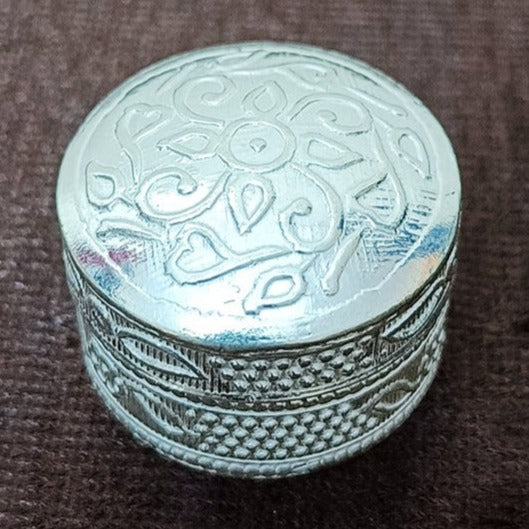 925 Pure Silver Designer Kumkum Box (Design 57) - Handcrafted Pooja Accessory for Hindu Rituals & Wedding Ceremonies