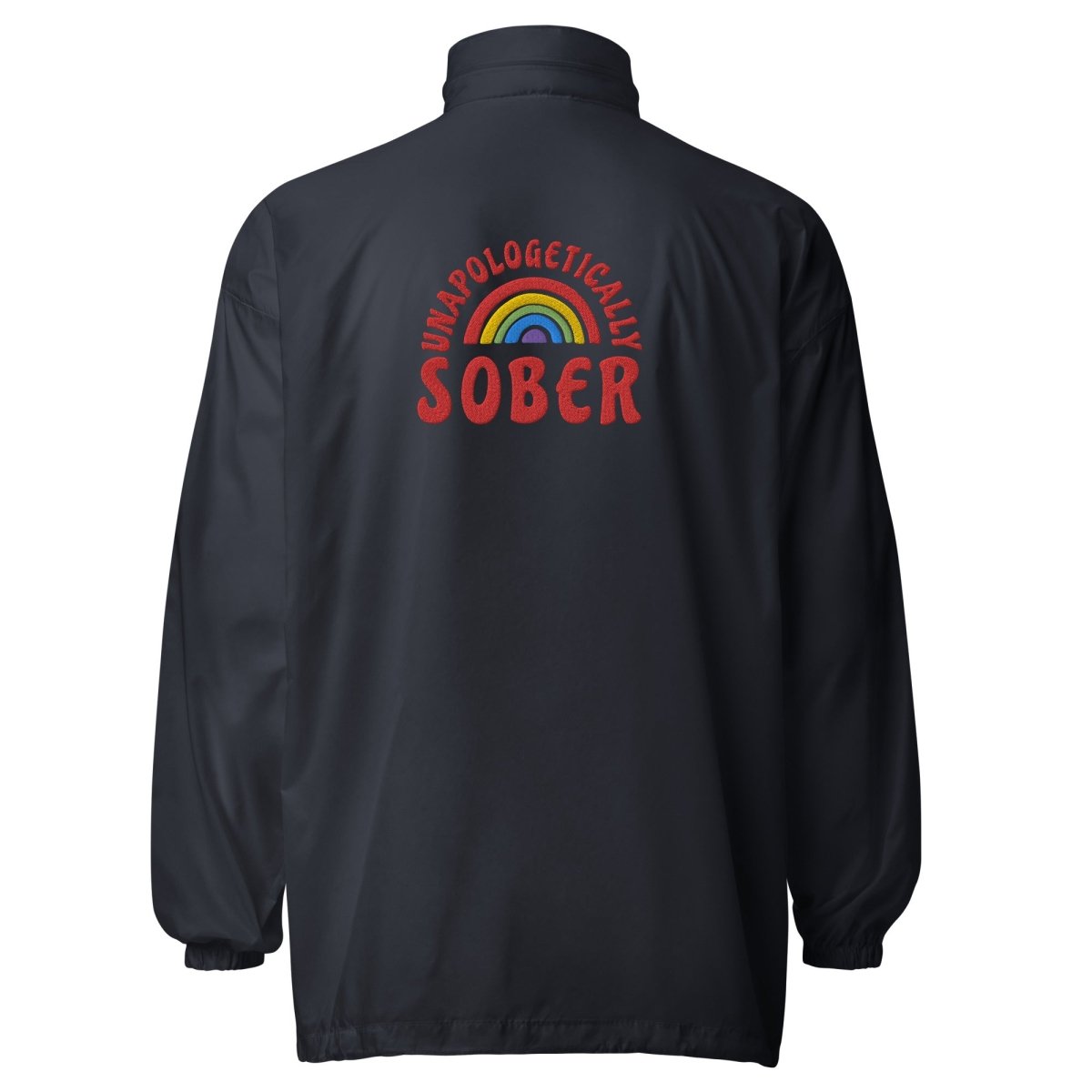 Unapologetically Sober Embroidered Windbreaker - Unisex Lightweight Jacket for Men & Women | Perfect for Outdoor Activities, Recovery Events & Sober Living