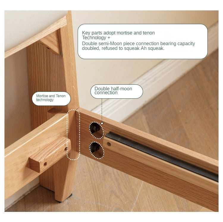 Solid Oak Wood Modern Minimalist Bed Frame - Durable & Stylish for Bedroom, Guest Room, or Studio Apartment