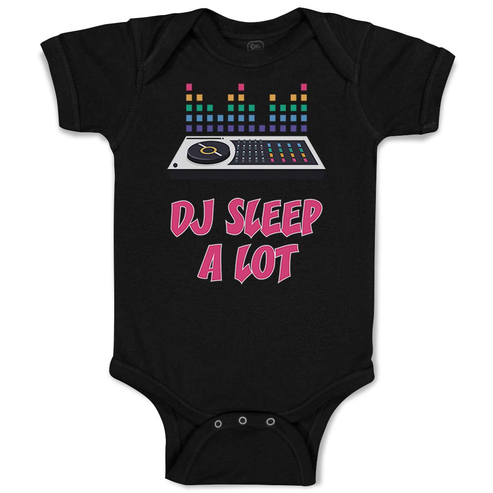 Custom Funny Music Baby Bodysuit - 'DJ Sleep A Lot' Cotton Onesie for Boys & Girls (0-24 Months, Black) | Perfect for Music Lovers, Baby Showers & Cute Photo Ops