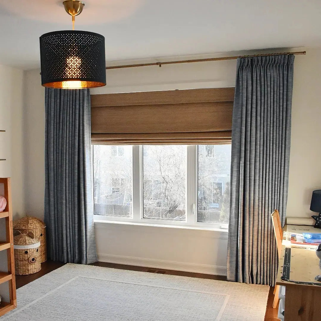 Premium Cotton Blend Pleated Curtains for Living Room & Bedroom - Elegant Drapery Panels with Thermal Insulation & Blackout - Perfect for Home Decor, Privacy & Light Control
