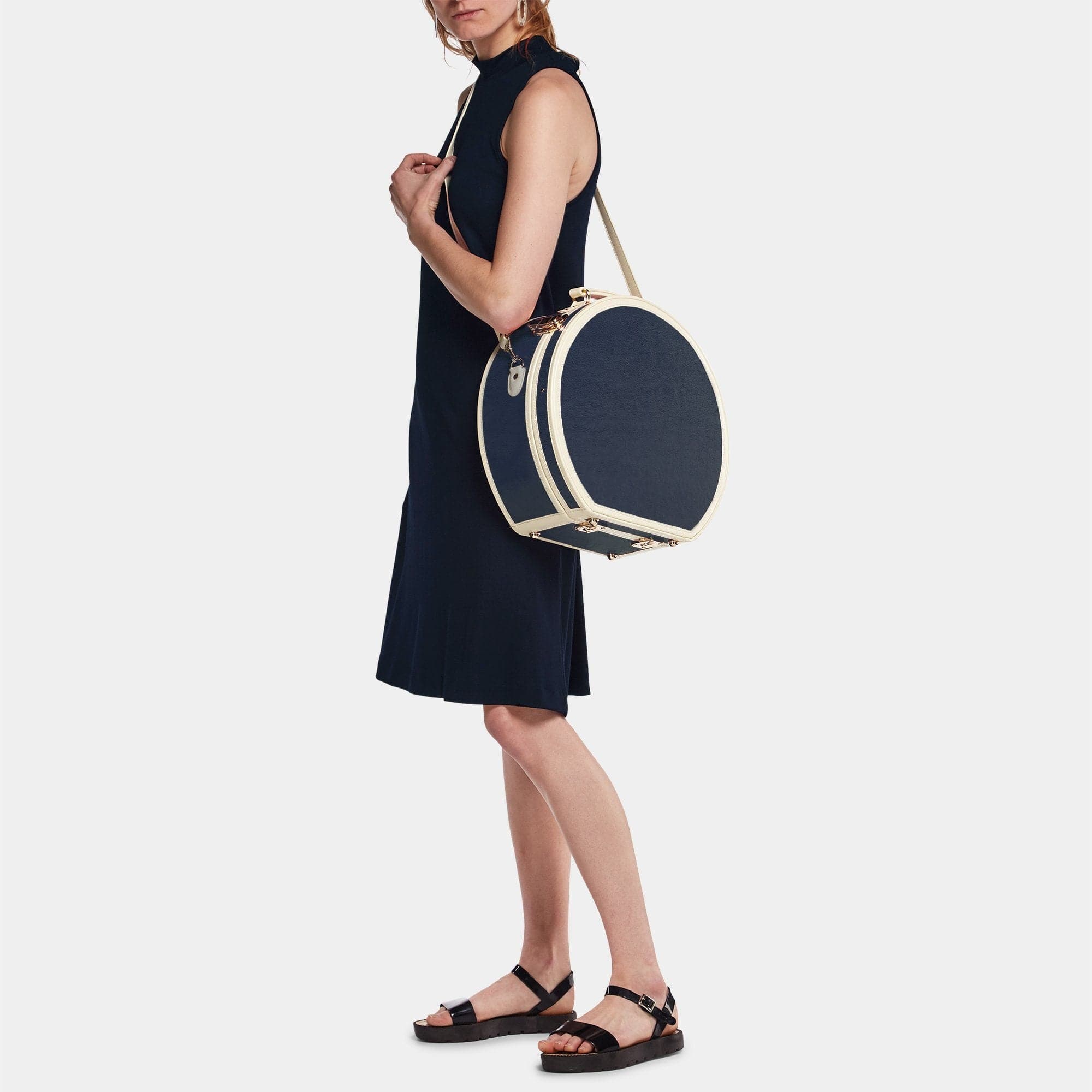 The Entrepreneur Navy Hatbox Large - Stylish Storage for Hats, Accessories & Keepsakes | Perfect for Travel, Home Decor & Gift Giving