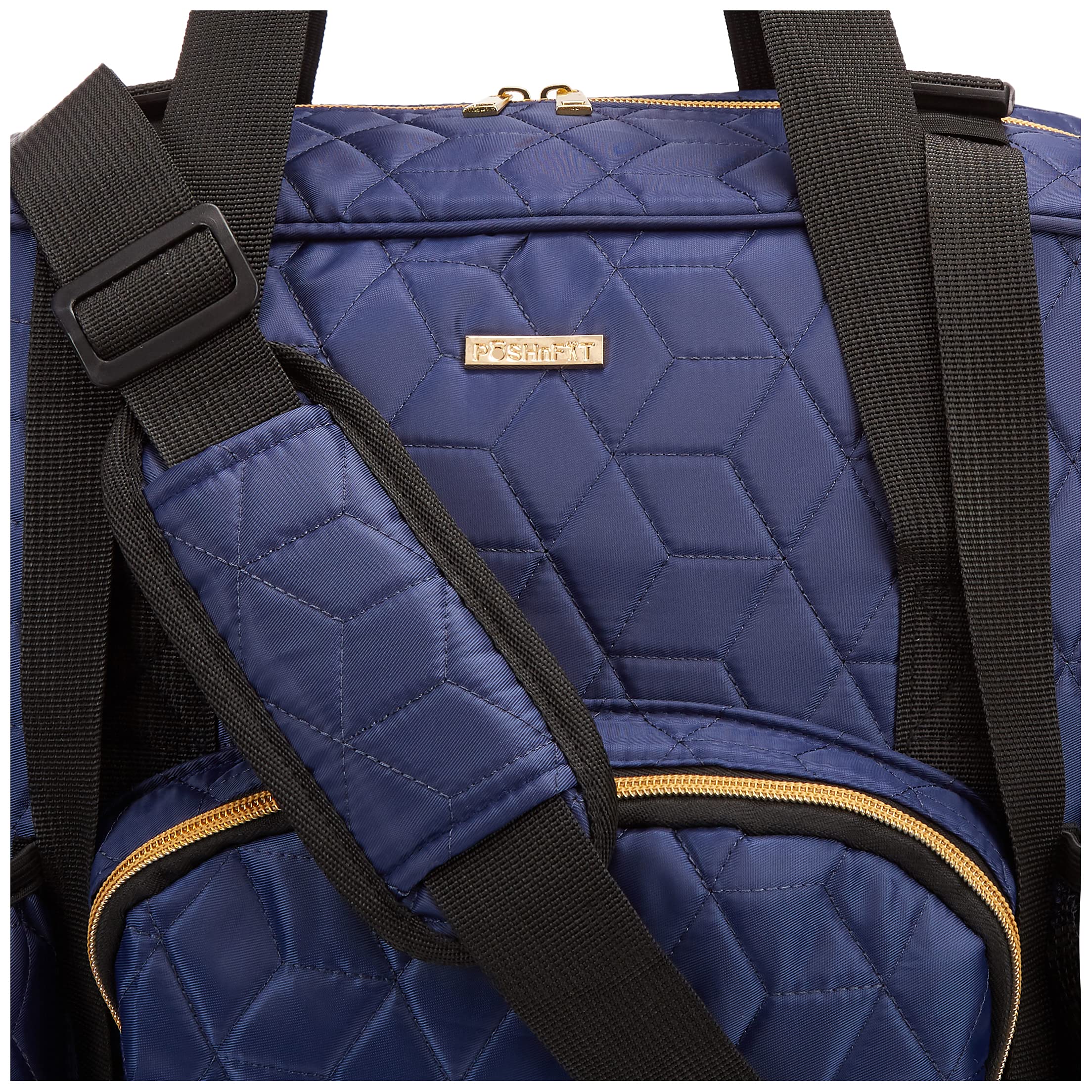 Waterproof Quilted Women's Gym Duffel Bag - Travel & Weekender Bag with Yoga Mat & Shoe Storage - Carry On Luggage for Fitness, Yoga & Travel (Blue)