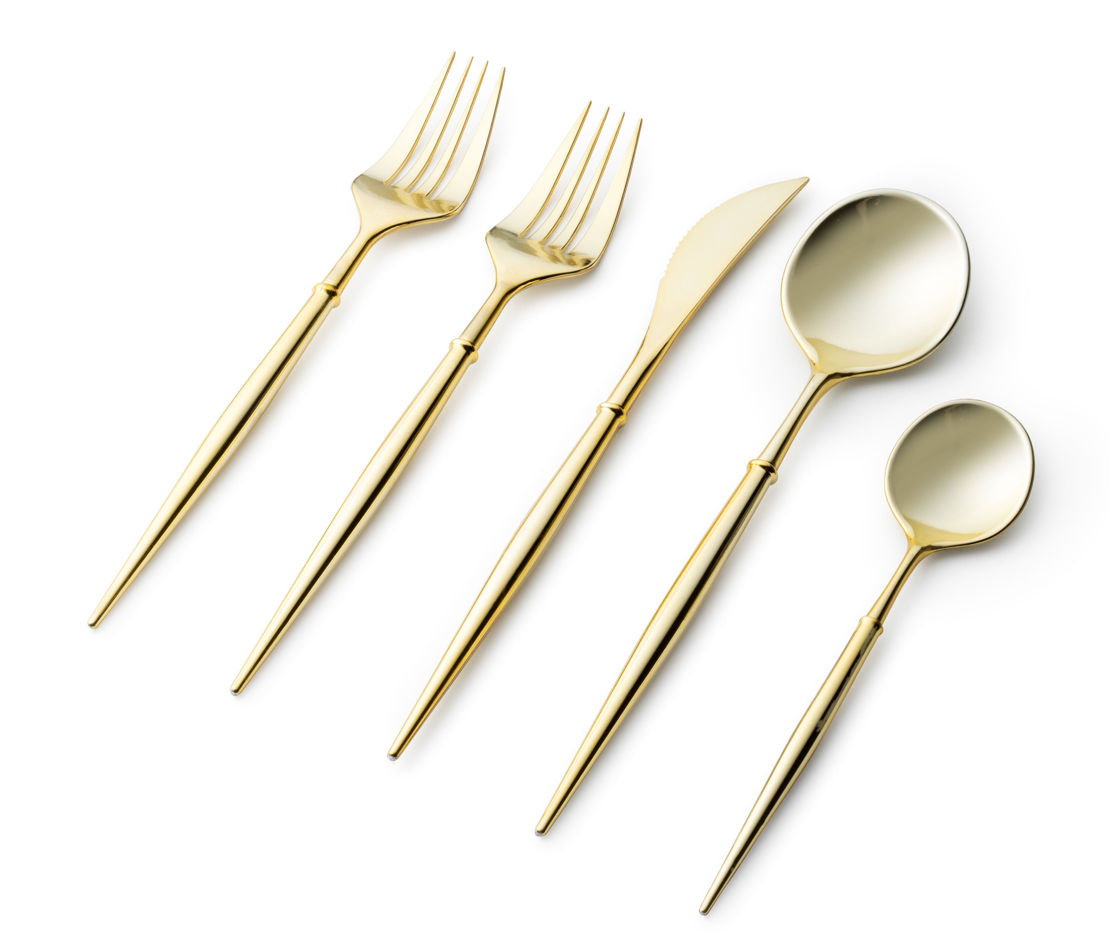 Premium 40-Piece Shiny Gold Flatware Set for 8 - Elegant Stainless Steel Cutlery Set for Formal Dining, Wedding Registry & Luxury Dinner Parties