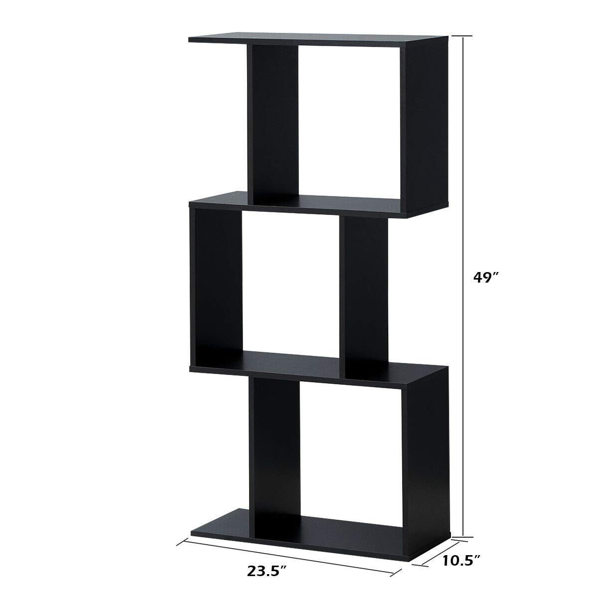 3-Tier Black Bookcase Shelf - Free Standing Storage & Display Rack, 2-in-1 Horizontal/Vertical Design for Books, Photos & Home Decor - Compact Space Saving Shelving Unit for Living Room, Bedroom or Office