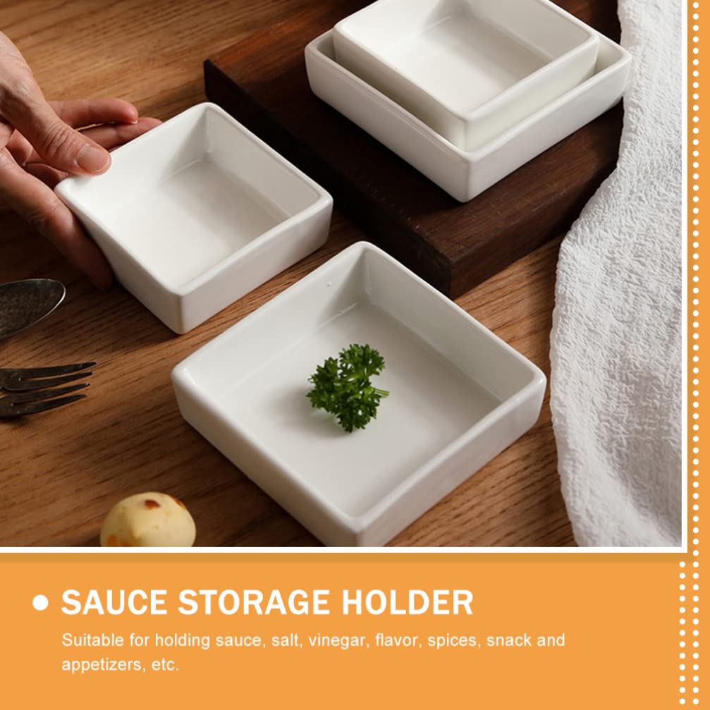 2-Pack Dessert Plates & Pudding Bowls - Multipurpose Snack Storage Dishes, Condiment Holders & Sauce Dipping Bowls for Kitchen, Party, Picnic, BBQ (White)