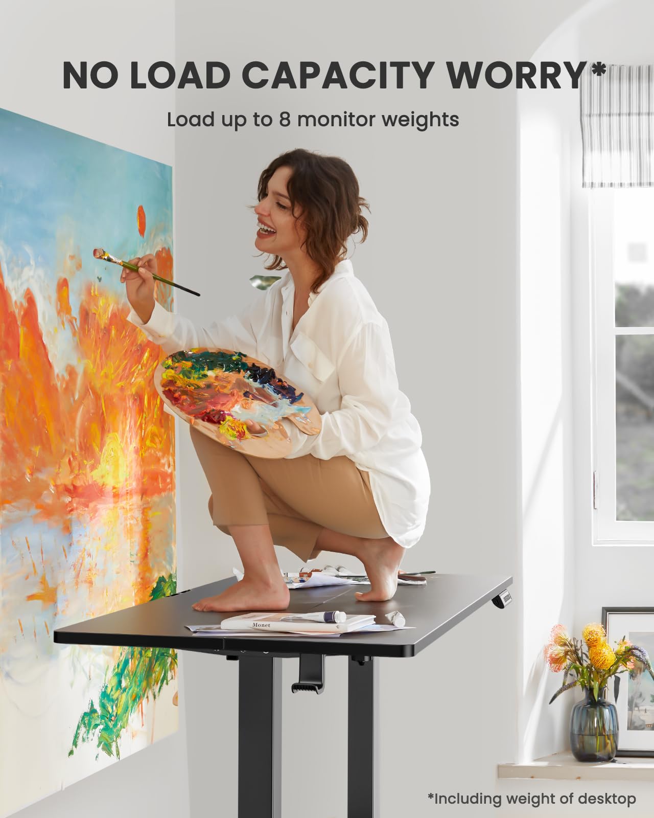 ErGear 40 x 24 Inches Electric Height Adjustable Standing Desk - Memory Function Sit Stand Home Office Desk with Splice Board (Black) | Perfect for Small Spaces, Remote Work & Ergonomic Workspace Setup