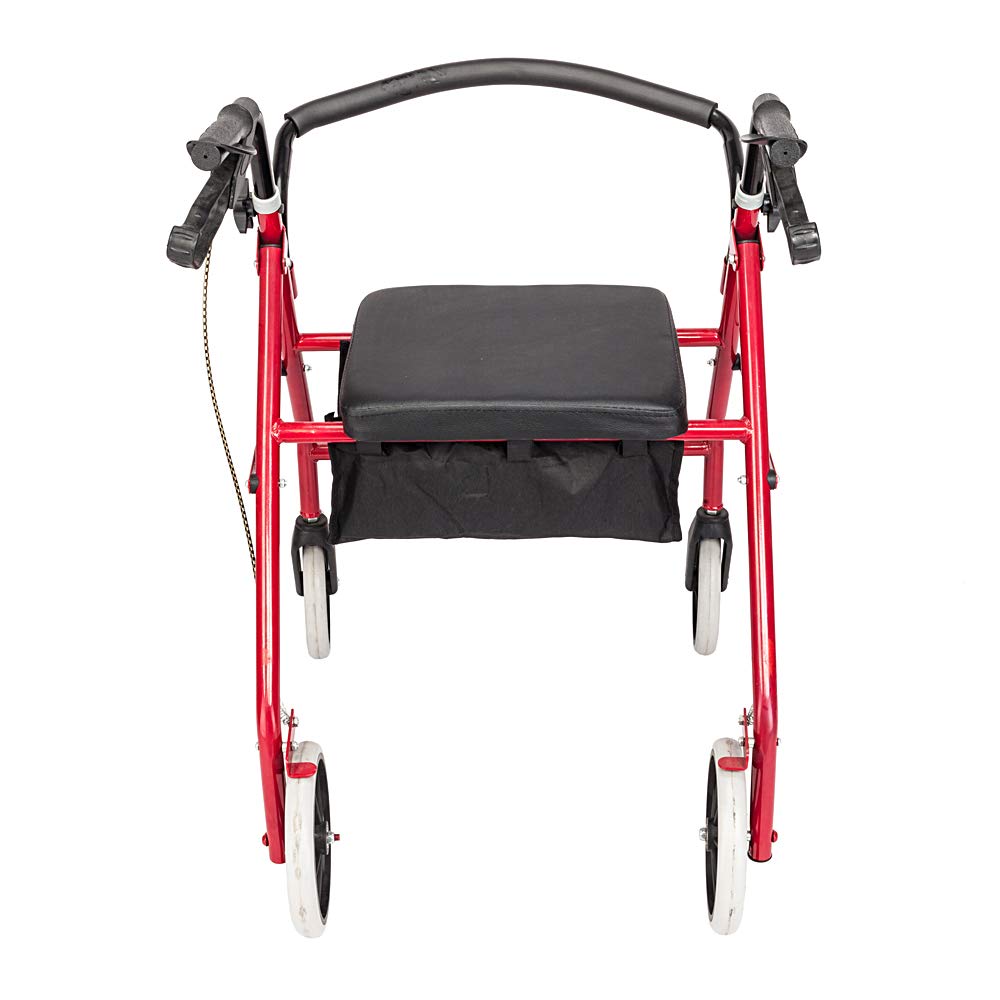 GT4-LY Heavy Duty Rolling Walker with Wheels - Black & Red - Ideal for Seniors & Mobility Assistance - Indoor & Outdoor Use