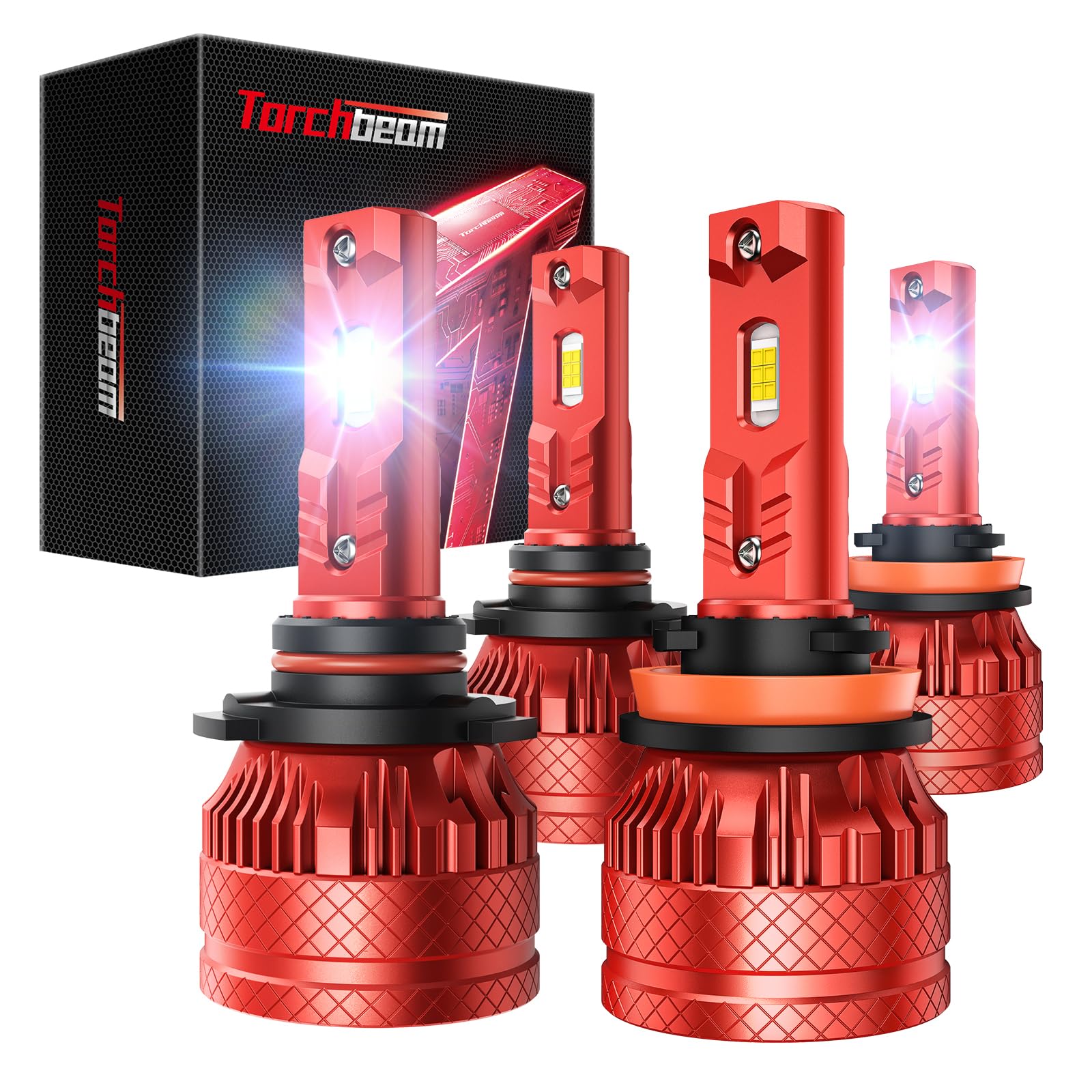 Torchbeam H11 H9 H8 9005 HB3 LED Fog Lights - 56000 Lumens 110W 800% Brighter 6500K Cool White - Direct Halogen Replacement Plug and Play (Pack of 4) - Perfect for Trucks, SUVs, Jeeps and Off-Road Vehicles in Foggy or Low Visibility Conditions