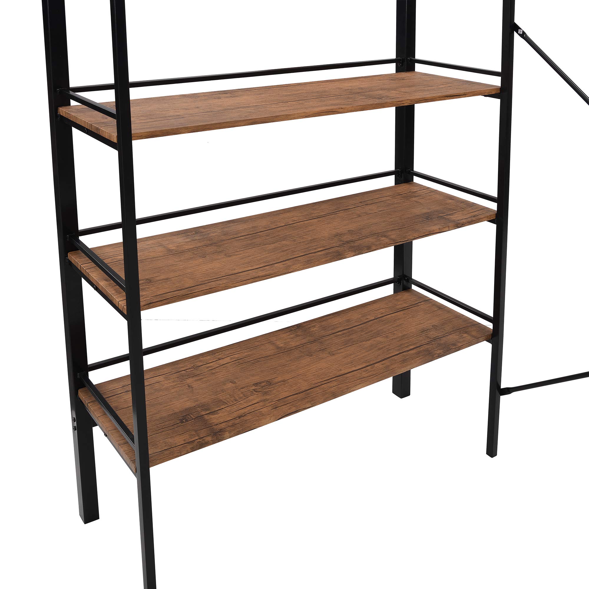 Metal Twin Loft Bed with Storage Shelf & Desk - Full-Length Guardrail, Space-Saving Design - No Box Spring Needed - Perfect for Kids Rooms, Dorms & Small Apartments