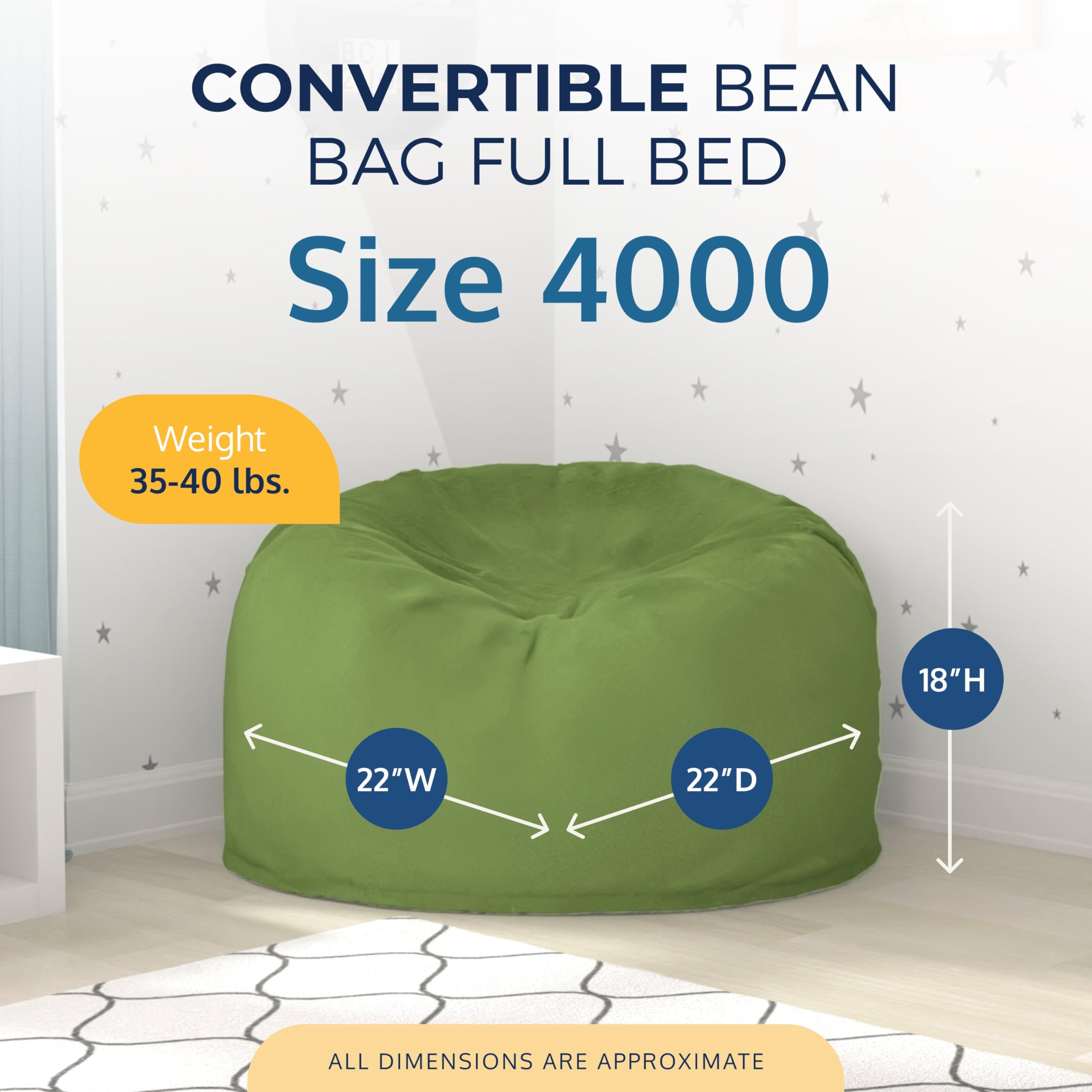 ULTIMATE SACK Convertible Bean Bag Chair - 3-in-1 Cozy Sleeper, Sofa Bed & Futon Alternative for Living Room, Bedroom, Dorm | Comfortable & Stylish Home Furniture for Relaxing, Lounging & Guest Accommodation