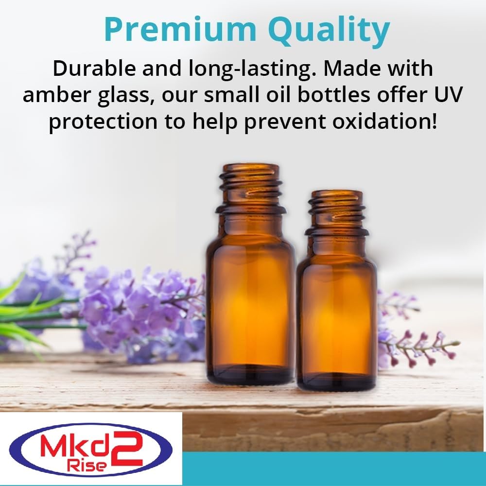 Premium 10ml Empty Amber Glass Bottles (6-Pack) with Leak-Proof Euro Dropper & White Cap - Perfect for Essential Oils, Fragrances, Medicines, DIY Perfumes, Homeopathy & Refillable - Ideal for Aromatherapy, Skincare & Travel Use