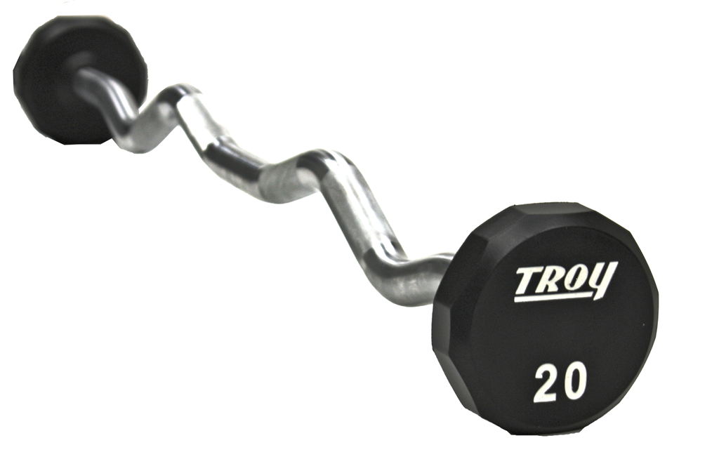TROY 12-Sided Solid Head Urethane Curl Barbell - Premium Strength Training Dumbbell for Home Gym & Fitness Workouts