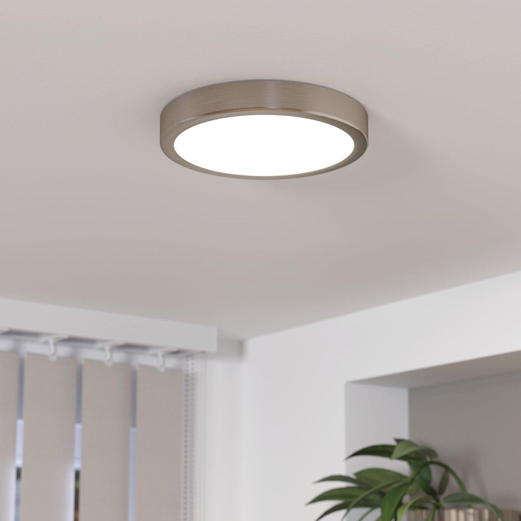 Eglo Fueva 5-LED Nickel Round Flush Mount Ceiling Light Fixture - 21cm/8.3 Inch - Modern Lighting for Bedroom, Kitchen, Hallway & Office