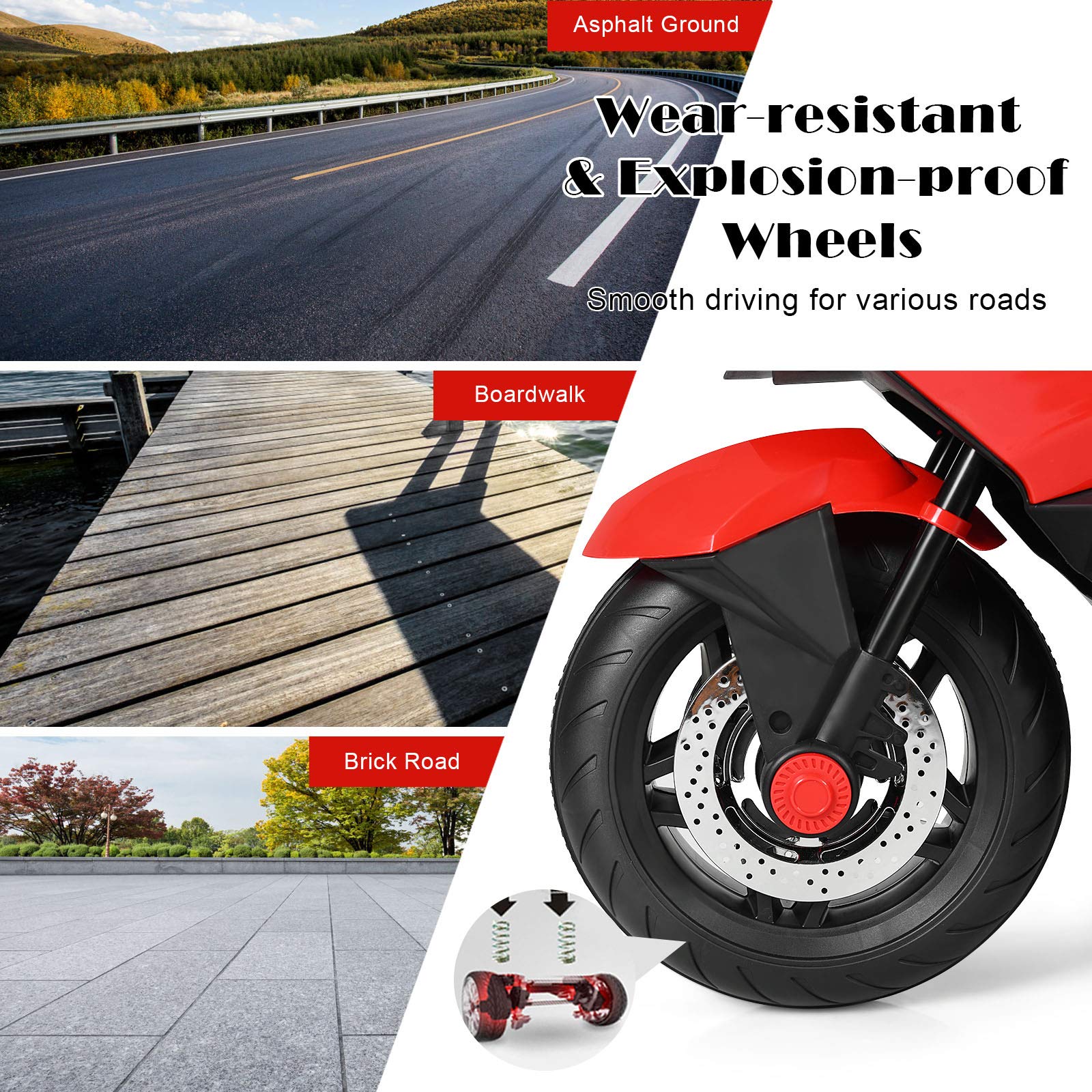Costzon 12V Electric Ride On Motorcycle for Kids - Battery Powered Toy Bike with Training Wheels, LED Lights, Music & Pedal - Forward/Reverse Function - Perfect Gift for Boys & Girls (Red) - Ideal for Indoor Play, Backyard Fun & Birthday Presents