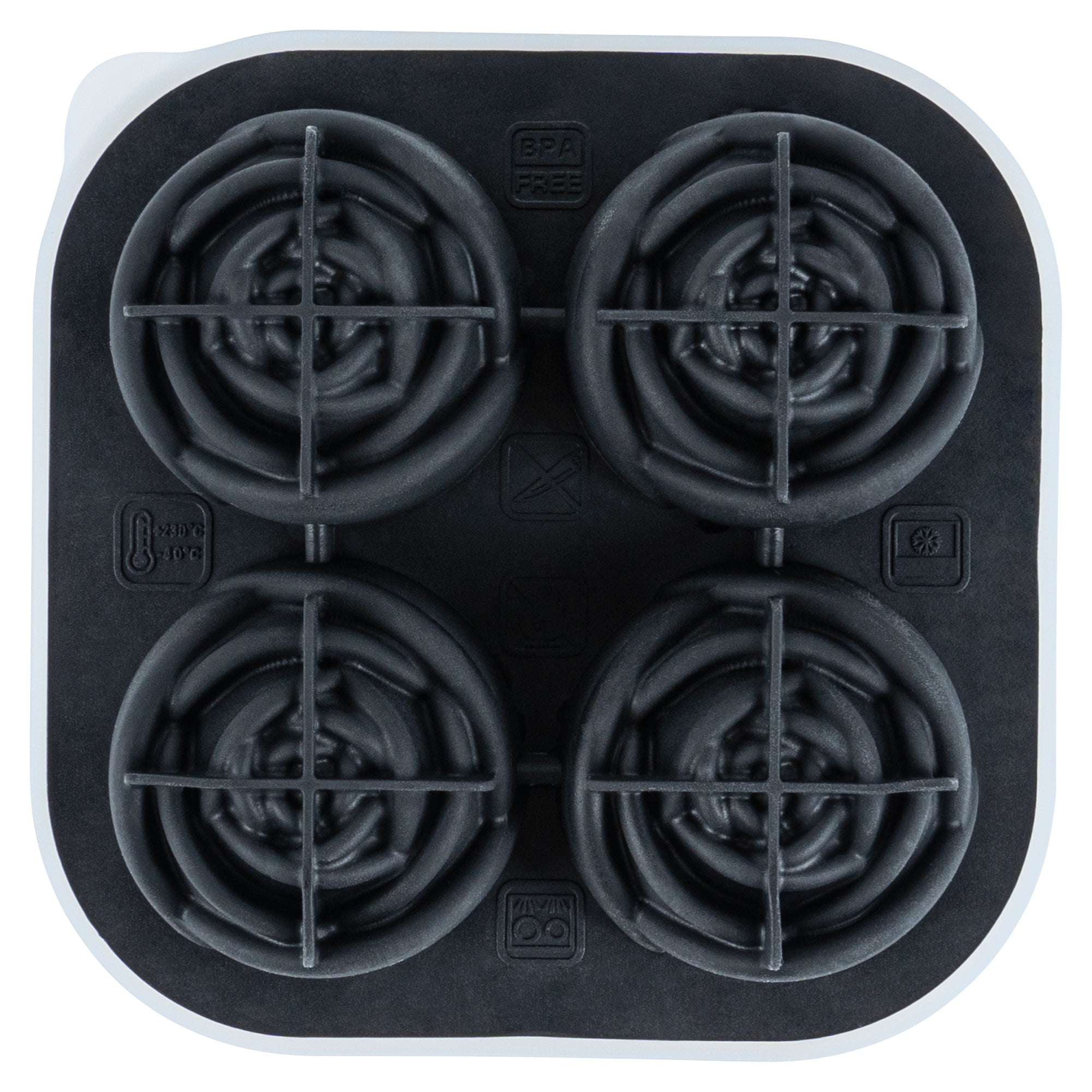 Premium Black Silicone Ice Cube Tray with 2 Rose & 4 Compartment Designs - 1 Count Box - Perfect for Cocktails, Champagne & Romantic Dinner Decorations