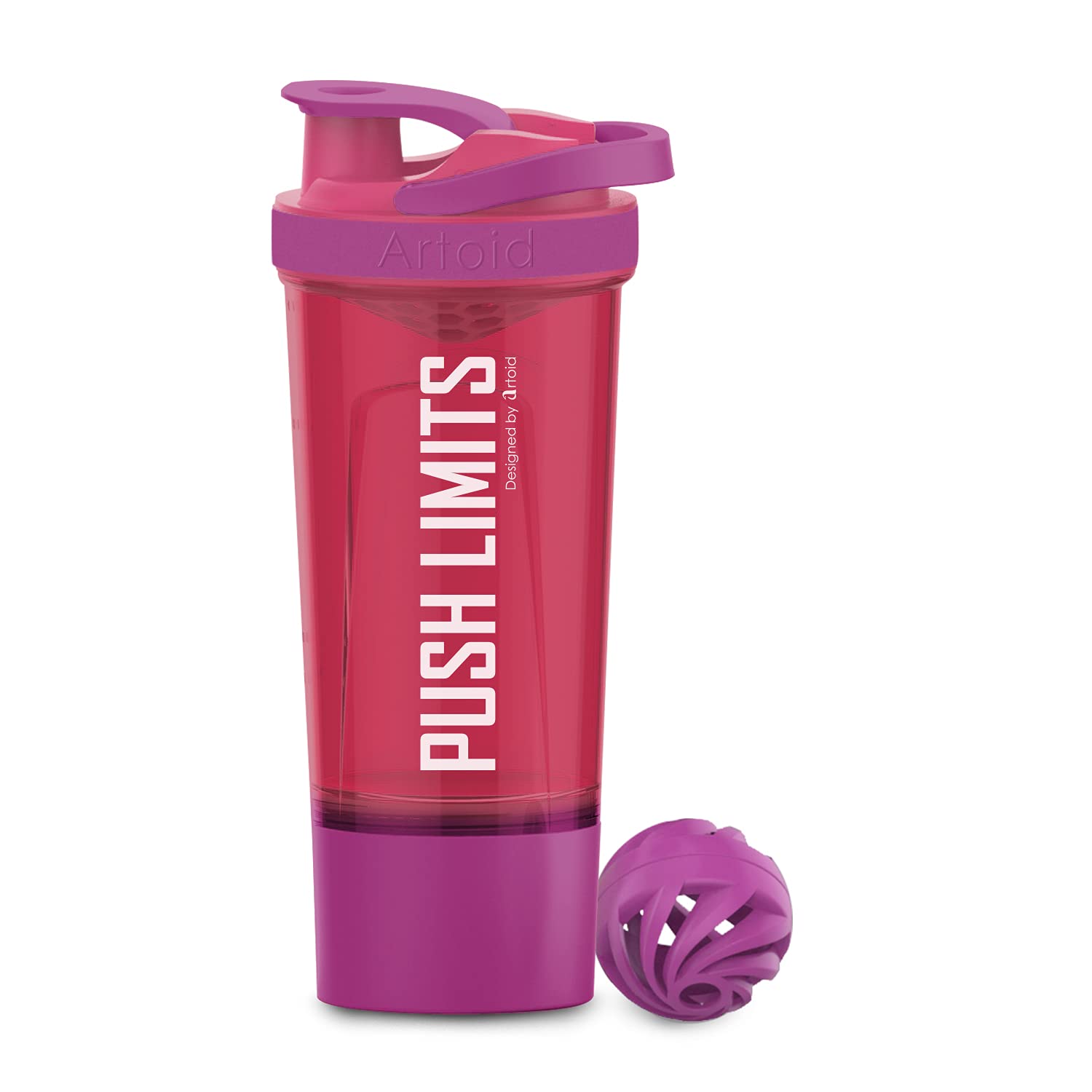 Artoid 24-Ounce Protein Shaker Bottle with Dual Mixing Technology - Includes Shaker Balls & Mixing Grids, Twist-Lock Storage Box - Perfect for Gym Workouts, Post-Exercise Recovery & On-the-Go Nutrition