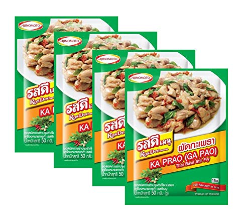 Authentic Thai Basil Stir-Fry Sauce Powder - Hot & Spicy Flavor (Pack of 4) | Perfect for Home Cooking, Asian Cuisine & Meal Prep