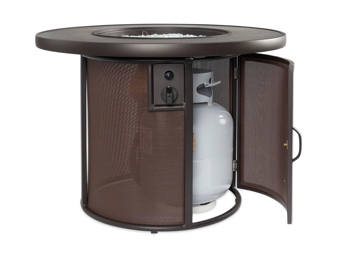 The Outdoor Greatroom Company Stonefire Round Gas Fire Pit Table - Outdoor Patio Heater for Backyard, Deck, and Garden Gatherings