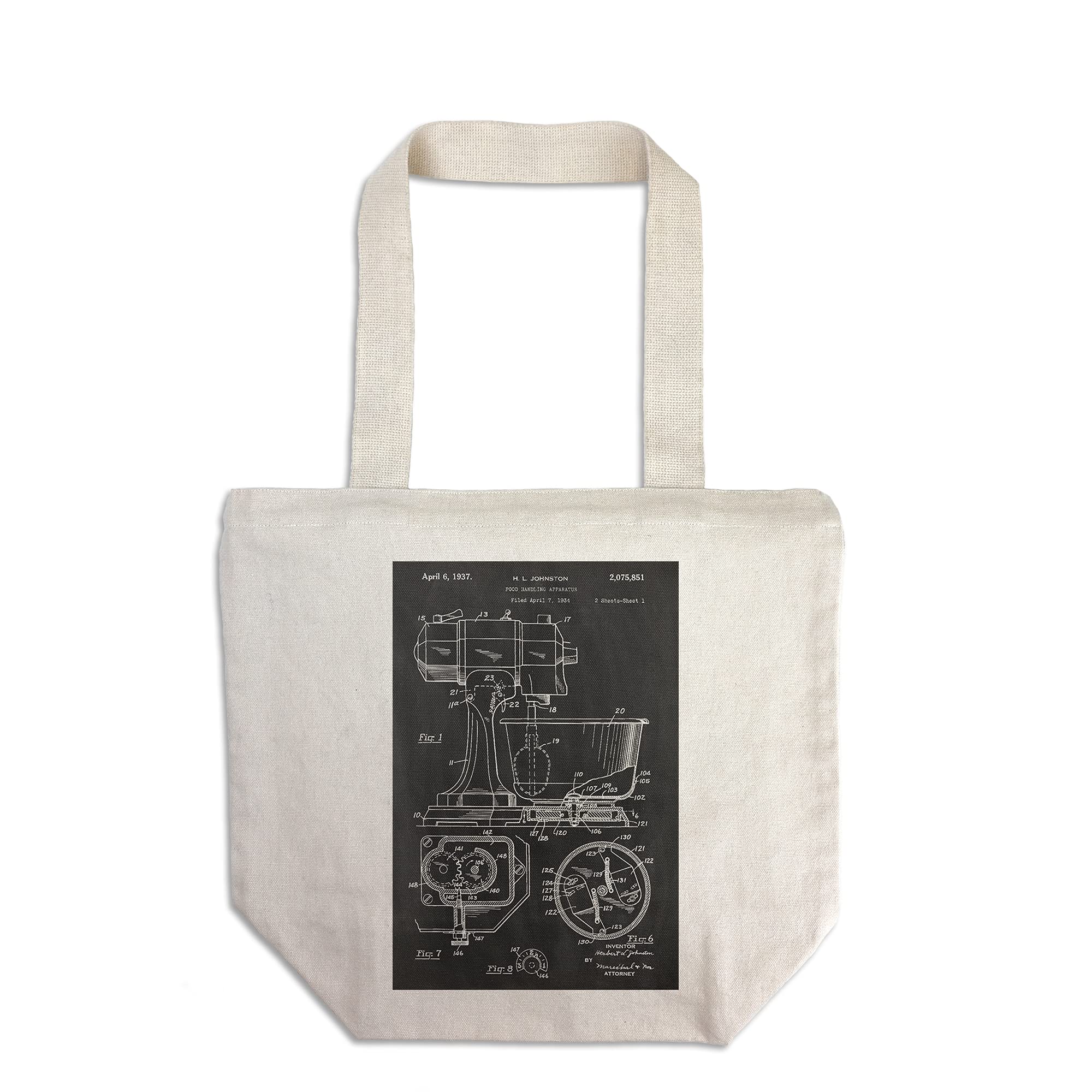 Lantern Press Blackboard Patent Kitchen Mixer Tote Bag - 100% Cotton Canvas Reusable Shopping Bag for Groceries, Beach & Daily Use
