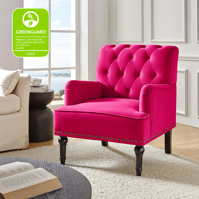 Luxury Constantino Velvet Armchair - Modern Upholstered Accent Chair for Living Room, Bedroom & Office - Soft Velvet Fabric with Sturdy Wooden Legs - Perfect for Home Decor, Relaxing & Reading