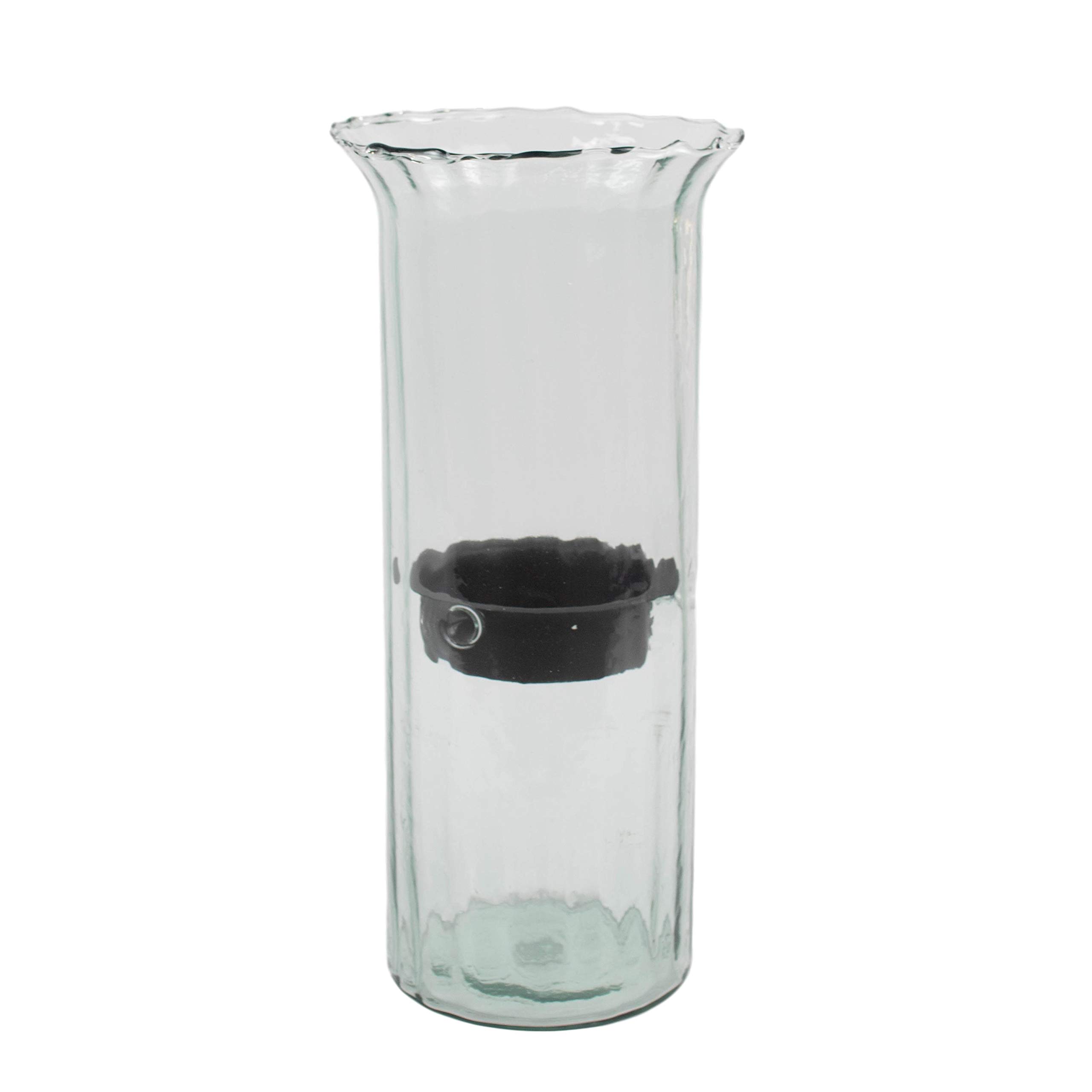 19 Inch Ribbed Clear Glass Hurricane Candle Holder - Rustic Pillar Vase for Home Decor, Wedding Centerpiece & Farmhouse Table Display