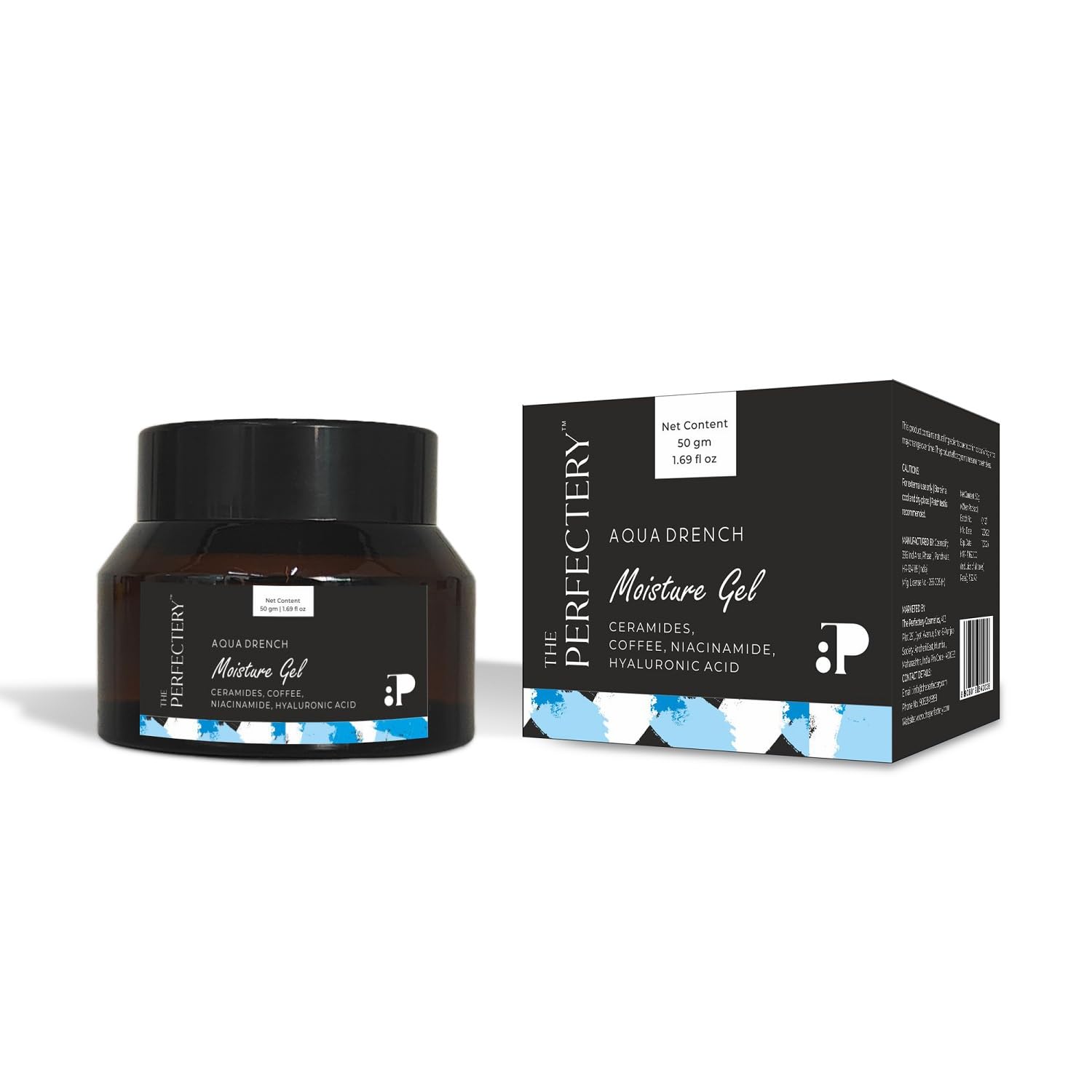 THE PERFECTERY Aqua Drench Moisture Gel - 50gm | Ceramide-Enriched Hydrating Face Gel for Dry Skin | Day & Night Moisturizer for Glowing Complexion | Perfect for Daily Skincare Routine & Travel