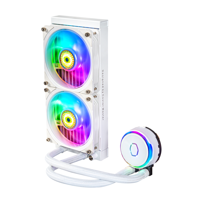 Cooler Master MLY-D24M-A23PZ-RW CM MasterLiquid PL240 Flux ARGB White CPU Liquid Cooler - High Performance Cooling for Gaming PCs & Workstations