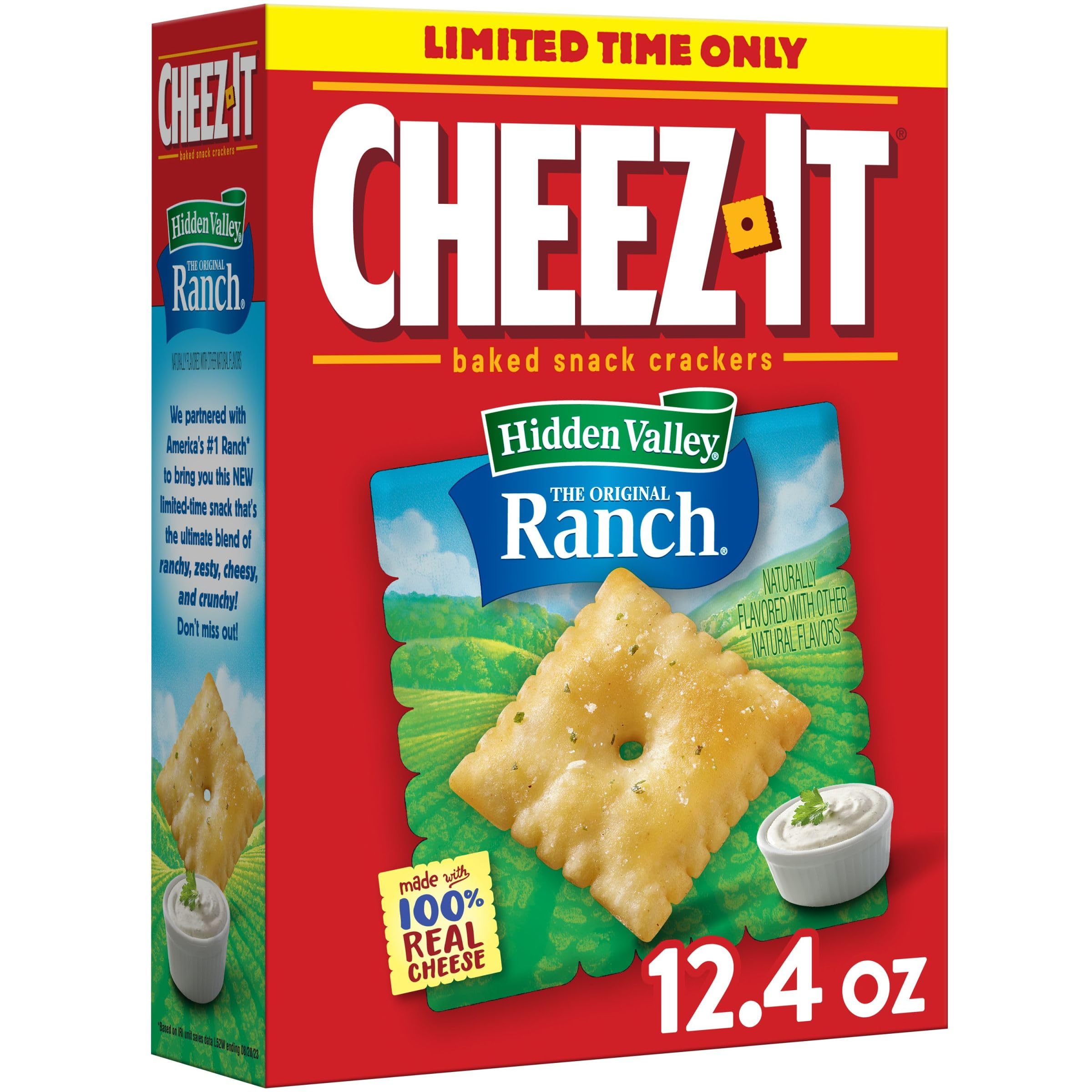 Cheez-It Baked Cheese Crackers with Hidden Valley Ranch Flavor - 12.4oz Box (Pack of 1) | Crunchy Snack for Lunch, School, Office & Road Trips