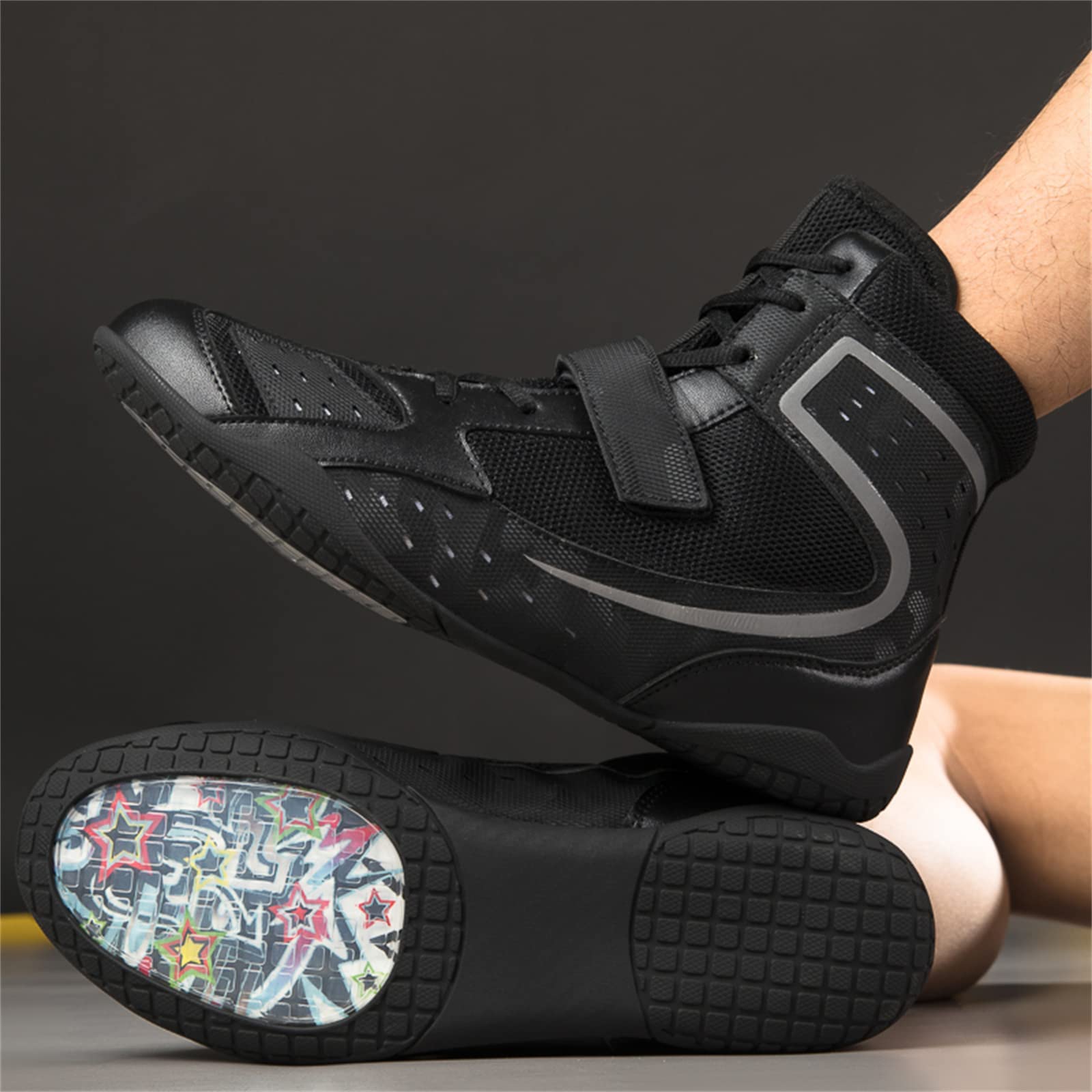 Unisex Leather Boxing Shoes - Anti-Slip Wrestling & Fitness Shoes for Men & Women | Lightweight Sports Footwear for Boxing, Wrestling & Gym Training