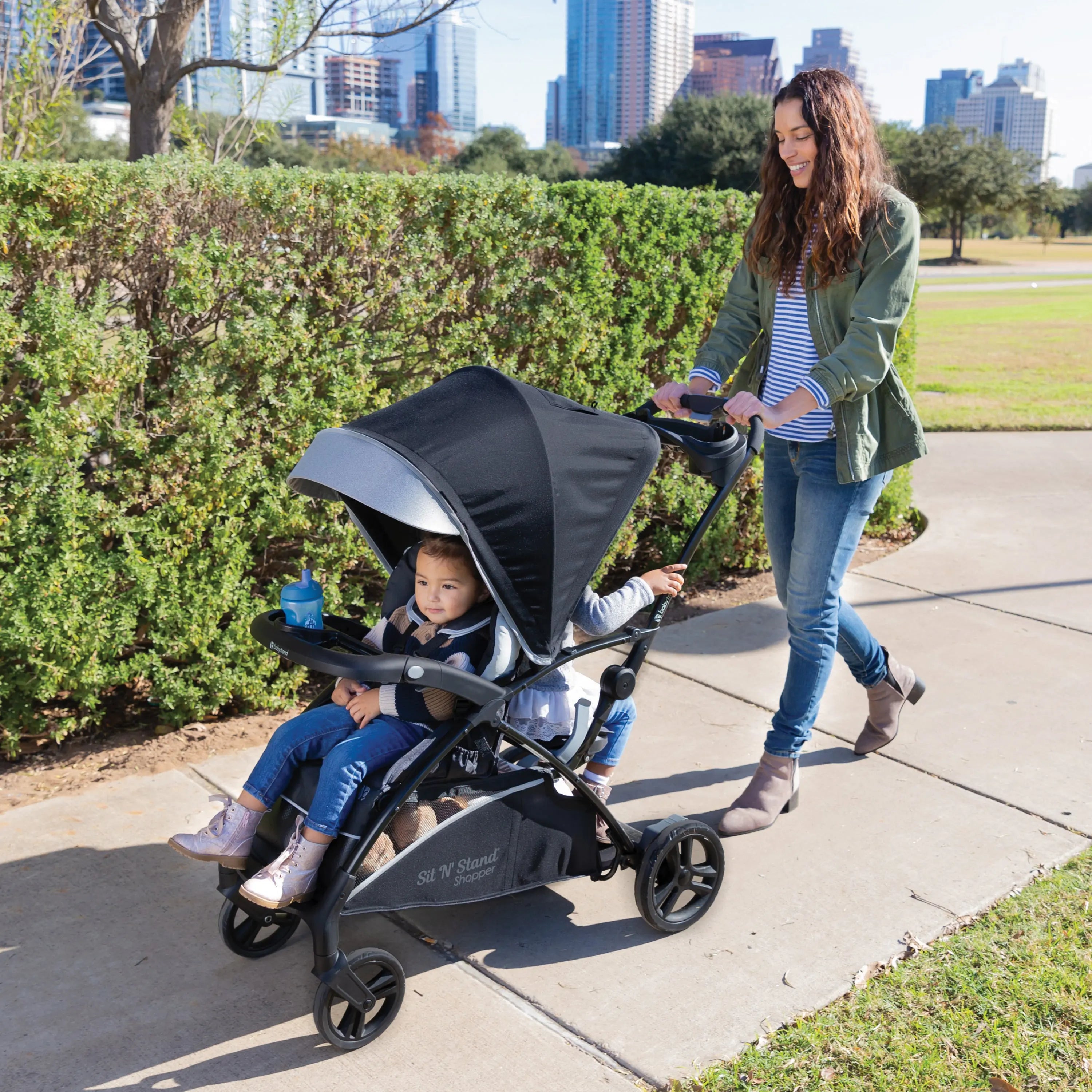Sit N Stand® 5-in-1 Convertible Stroller for Toddlers and Infants - Lightweight Double Stroller with Adjustable Seat for Shopping, Travel & Everyday Use