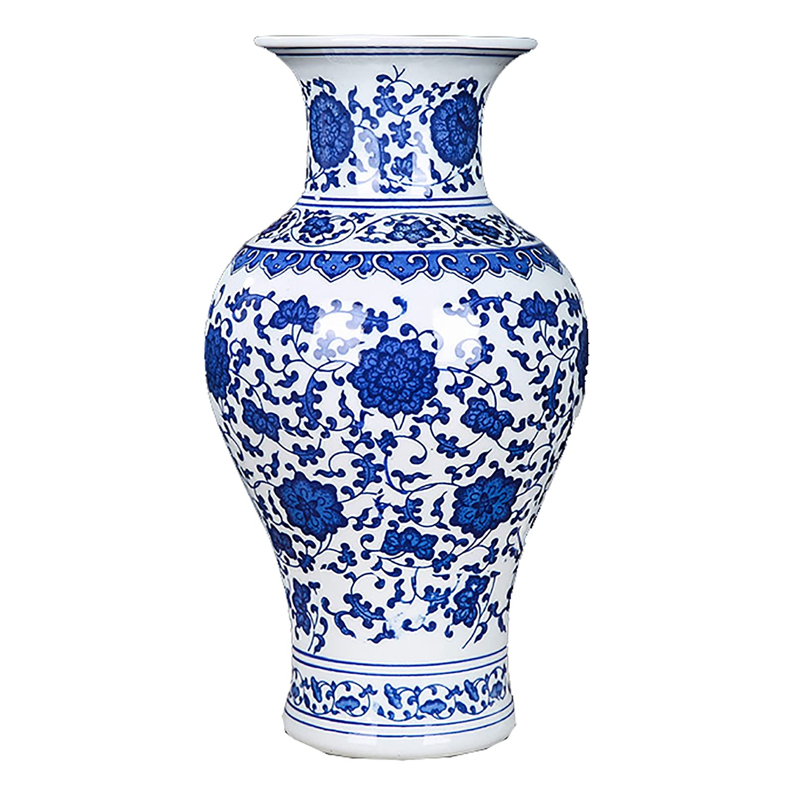 Exquisite Hand-Painted Blue and White Porcelain Vase - Ming Dynasty Style Ceramic Home Decor - Perfect for Living Room, Dining Table & Office Decoration