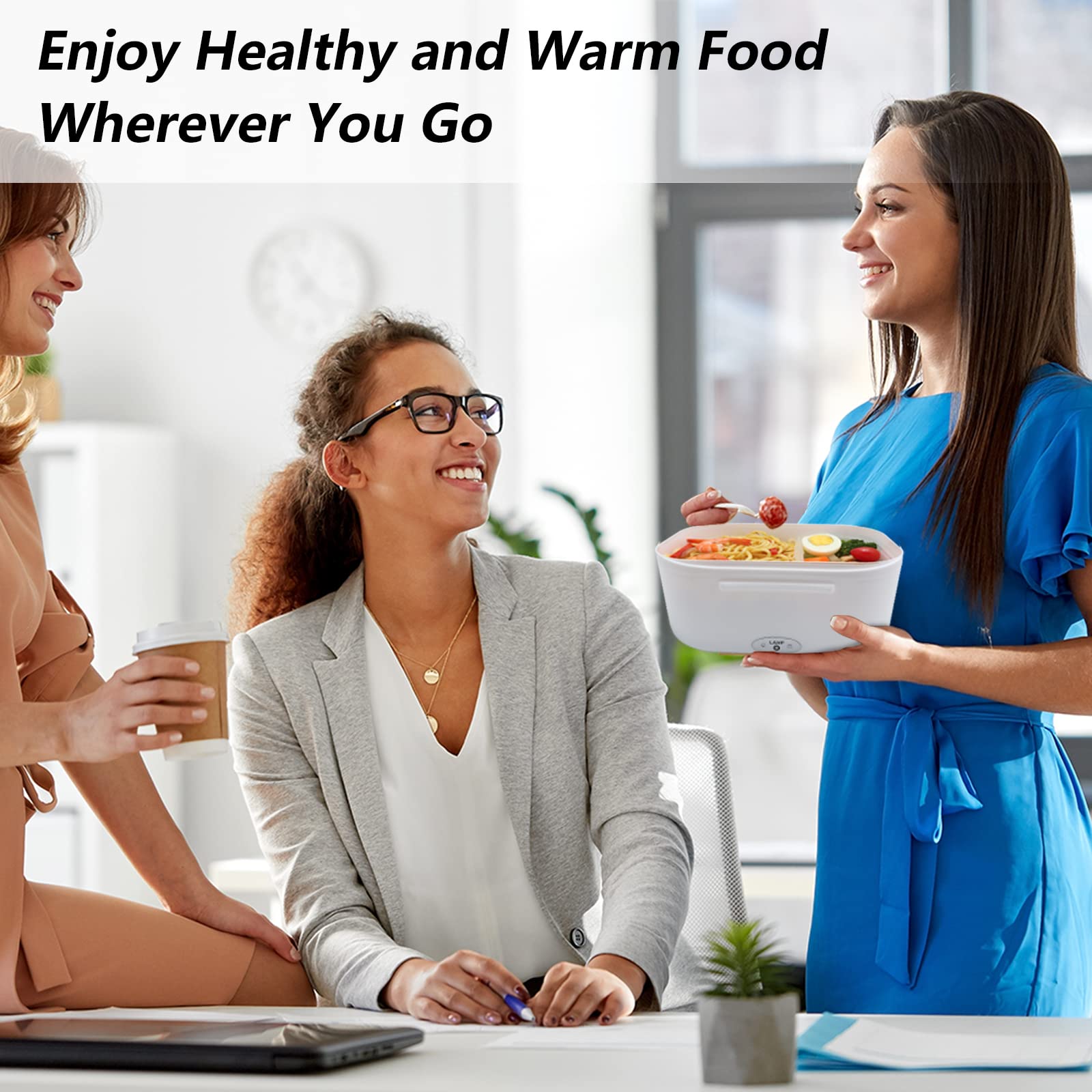 VECH Electric Lunch Box - 110V Portable Food Warmer, Bento Box Heater for Home, Office & Travel - Reusable & Eco-Friendly Green Lunch Container (Perfect for Commuting, Camping & Workplace Meals)