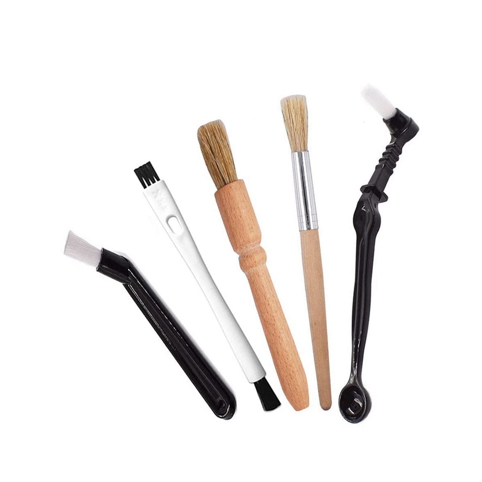 Premium Coffee Brush Set - 5-Piece Espresso Machine Cleaning Kit with Wooden Grinder Brush & Nylon Coffee Maker Brush (Style A) - Perfect for Baristas, Home Brewing & Coffee Shop Maintenance