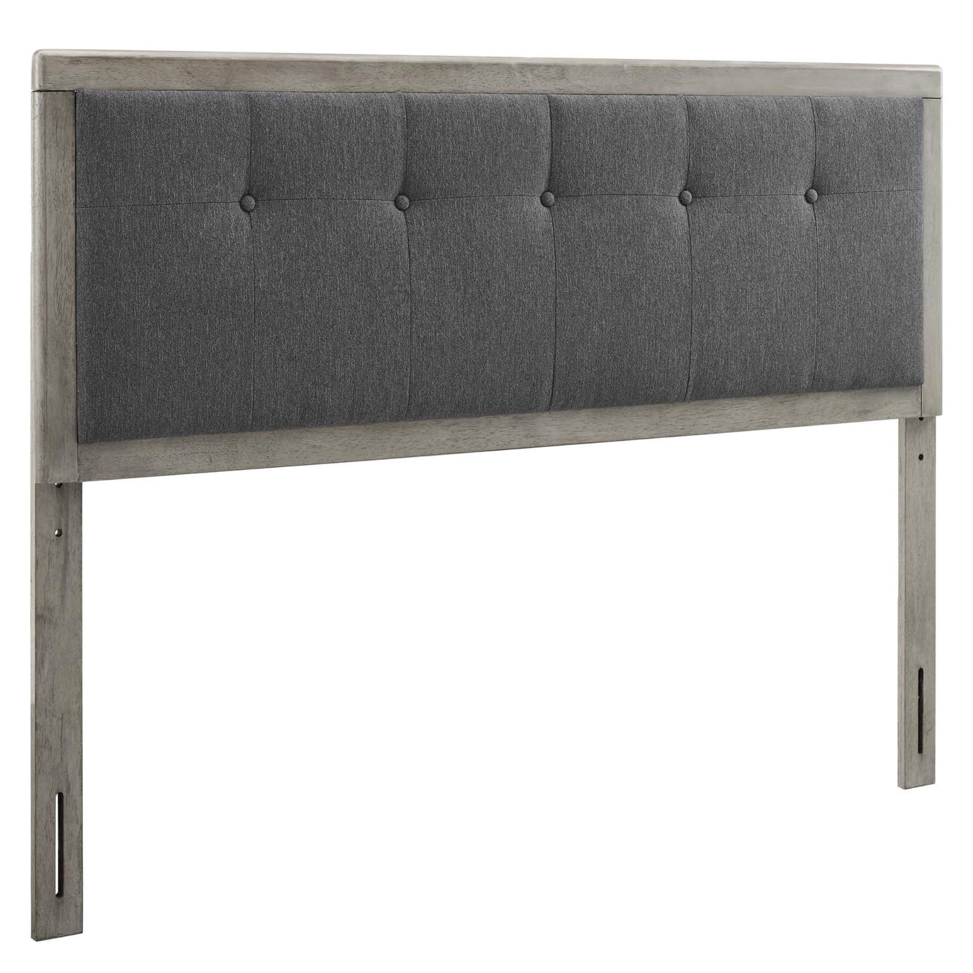 Draper Tufted Wood Full Headboard - Contemporary Style with Vintage Accents - Natural Wood Aesthetics - Full Size Bed Frame Compatible - Charcoal Gray - Perfect for Modern Bedrooms & Guest Rooms
