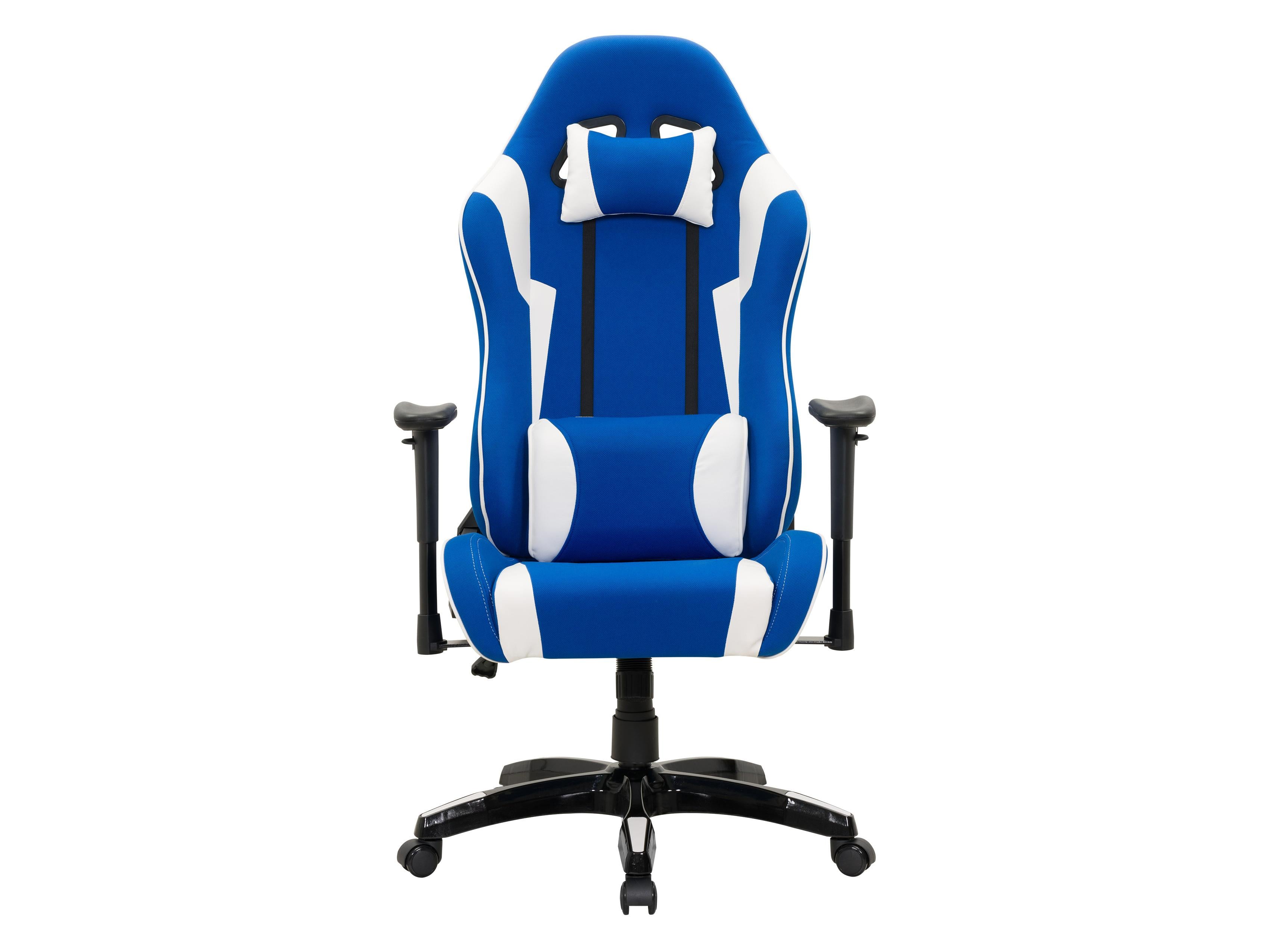 Ergonomic Blue and White Gaming Office Chair with Lumbar Support - Adjustable Height Swivel Computer Desk Chair for Gamers & Professionals - Perfect for Home Office, Gaming Setup, and Workspace