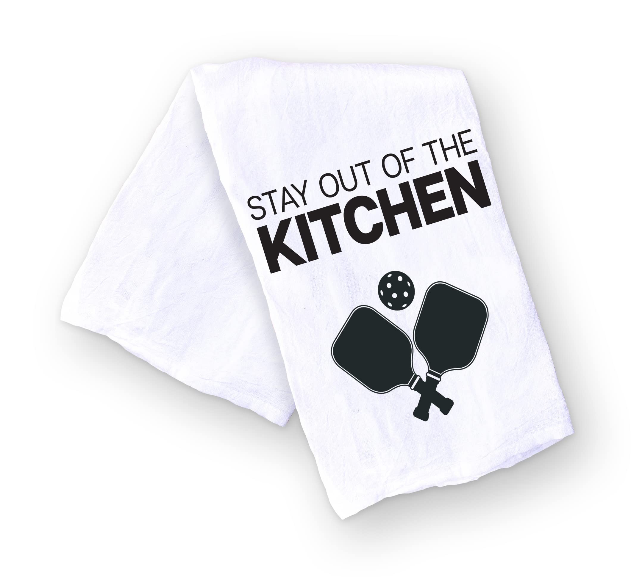 Funny Kitchen Towel - 'Stay Out of the Kitchen' Pickleball Dish Cloth - Perfect Gift for Men & Women - Pickleball Lovers, Retirement, Christmas, Mother's Day, Father's Day, Birthday Gift - Ideal for Kitchen Decor, Housewarming, and Humorous Home Gifts