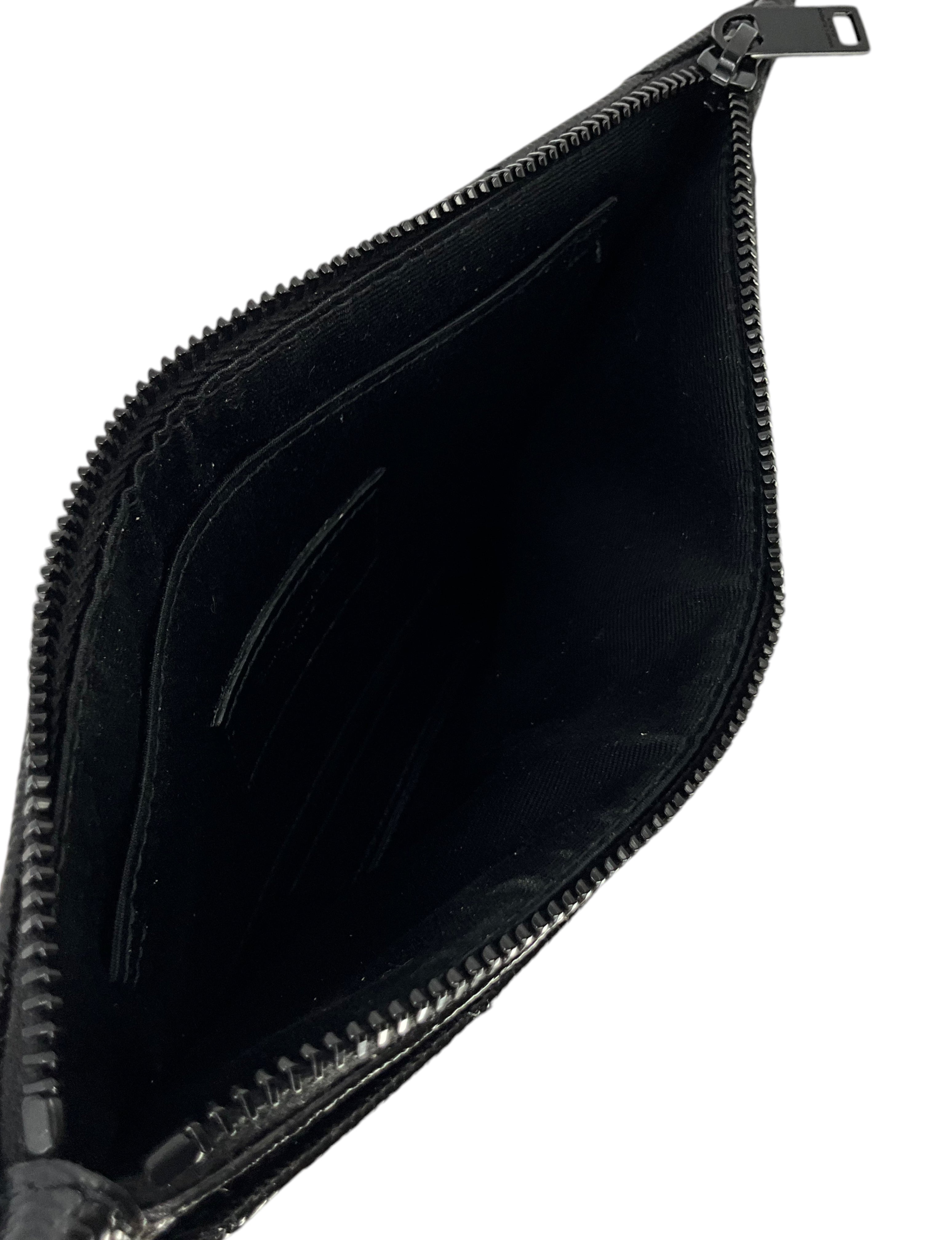 SAINT LAURENT Grain De Poudre Chevron Monogram Bill Pouch - Luxury Leather Wallet for Men & Women | Perfect for Everyday Use, Travel & Gifts