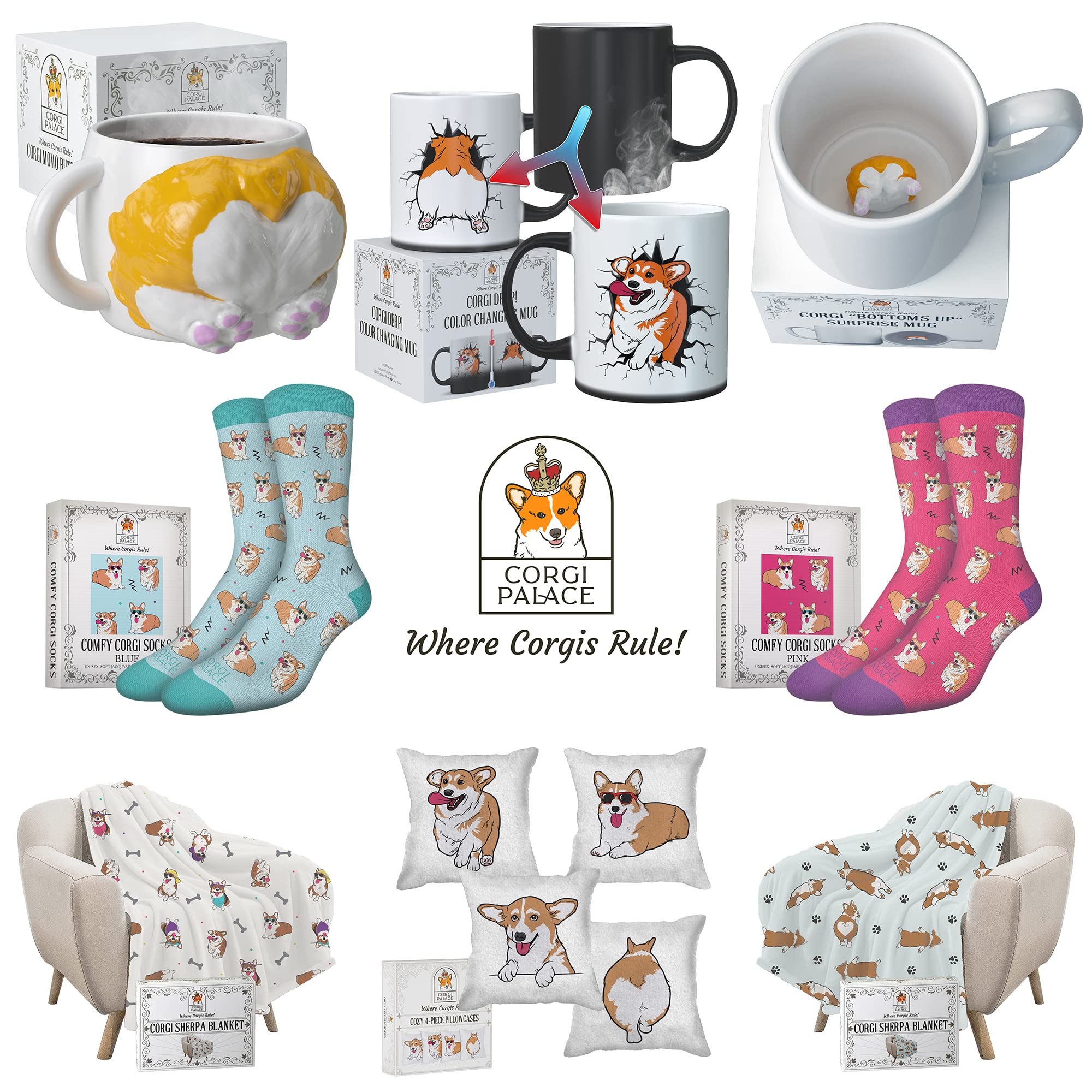 Corgi Sherpa Blanket - Ultra Soft Fluffy Throw Blanket with Adorable Corgi Design | Perfect Gift for Dog Lovers | Cozy Home Decor for Bed, Sofa & Winter Nights