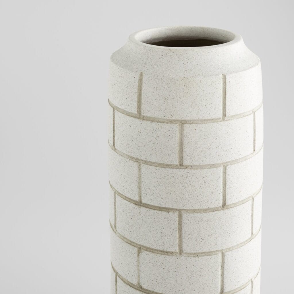 Cyan Design 11554 Large Mason Vase - White Speckled Ceramic Farmhouse Vase for Home Decor, Wedding Centerpiece & Rustic Table Decor