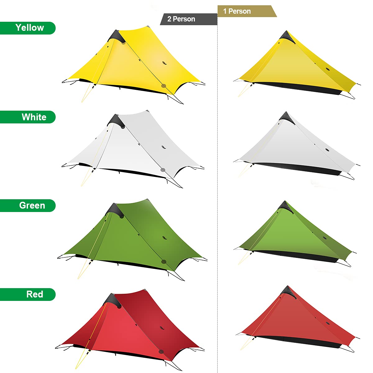 Ultralight 3-Season Backpacking Tent - 1 or 2 Person Lightweight Camping Tent for Outdoor Adventures | Waterproof & Portable LanShan Tent for Hiking, Trekking, Kayaking & Mountain Climbing | Compact Green Shelter for Solo or Couple Camping Trips