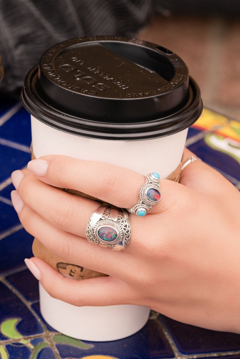 Beacon of Courage Ring II™ - Genuine Australian Opal Jewelry for Women | Elegant Gift for Birthday, Anniversary & Special Occasions