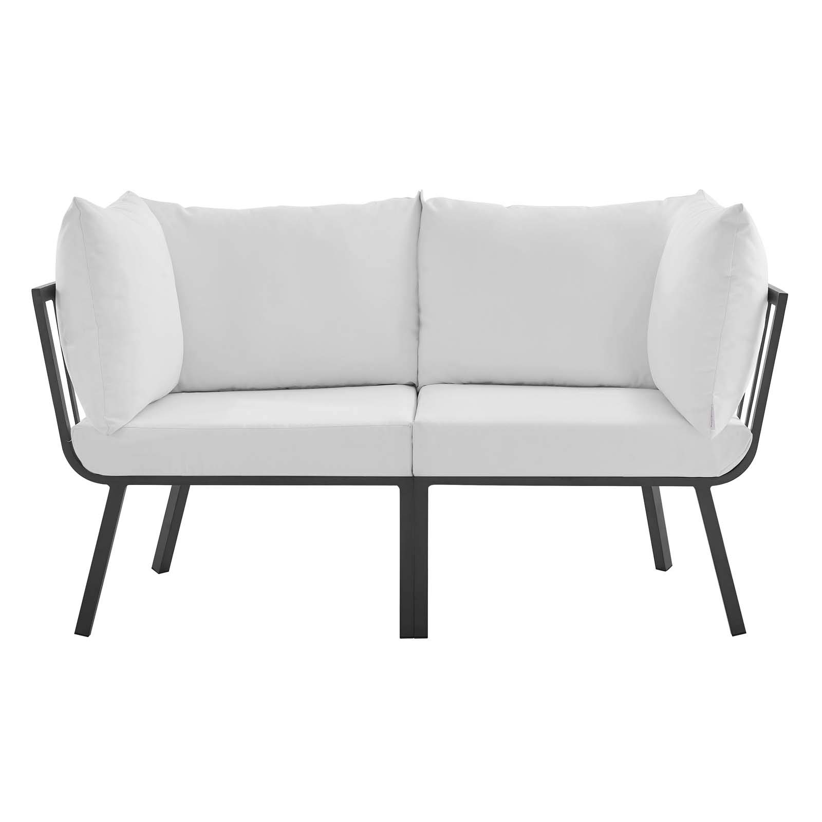 Modway Riverside Outdoor Patio Furniture Set - 2-Piece Gray & White Wicker Sofa for Garden, Poolside, Deck or Backyard Relaxation