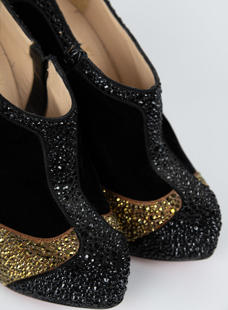 Christian Louboutin Black Décolléte Shoes with Swarovski Crystals - Size 36 | Luxury Women's Heels for Evening Parties & Special Occasions