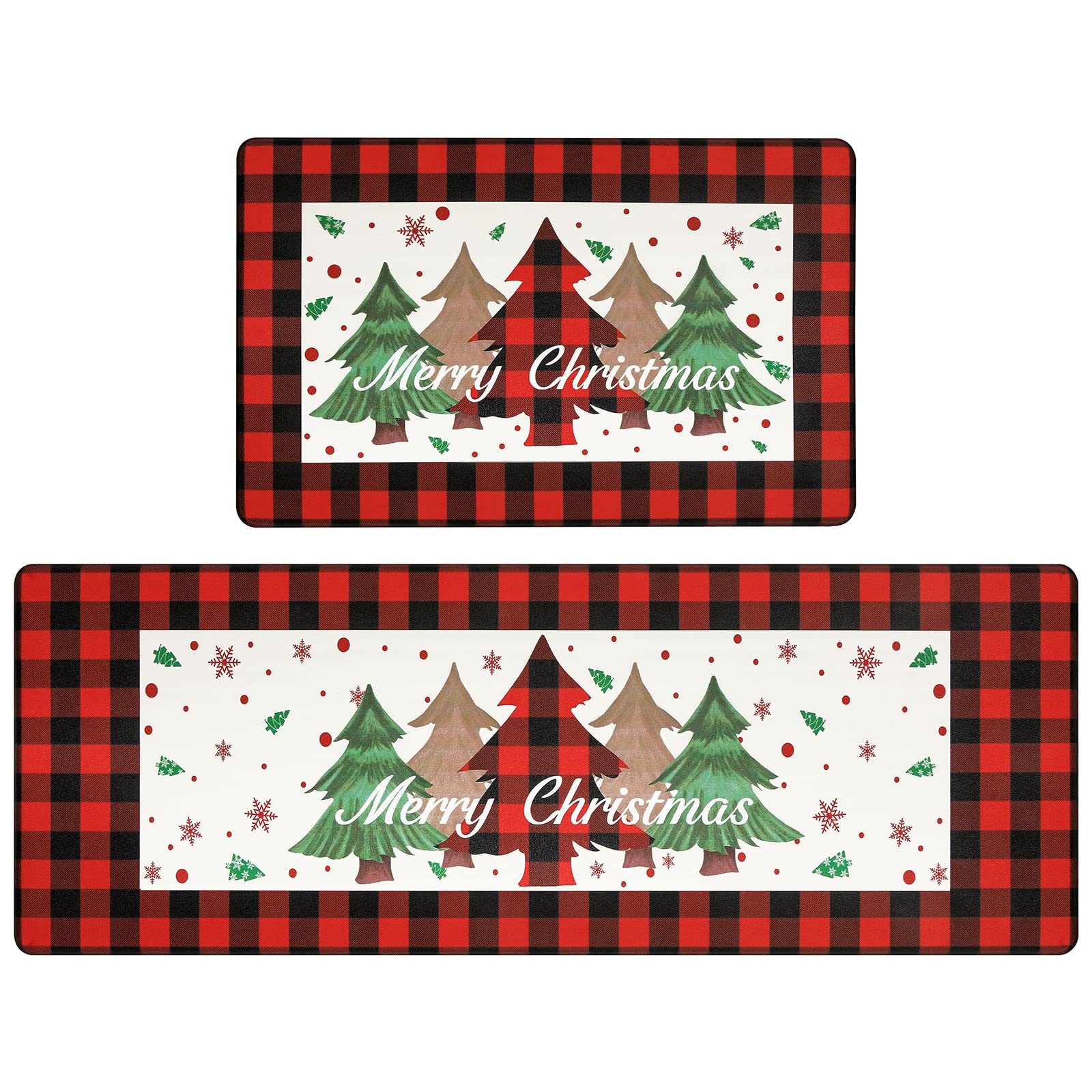 Pauwer Anti-Fatigue Kitchen Rugs Set of 2 - Non-Slip Cushioned Floor Mats for Standing Comfort, Waterproof Christmas Decor - Perfect for Kitchen Sink Area, Standing Desk & Holiday Home Decor