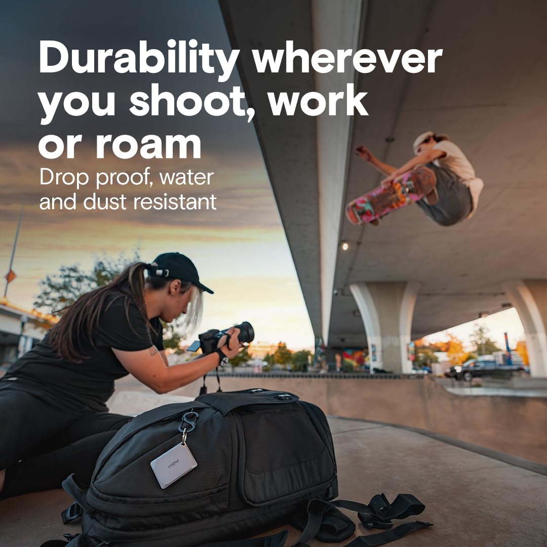 Crucial X9 Pro 1TB Portable SSD - High Speed External Solid State Drive with 1050MB/s Read/Write, USB-C 3.2 & USB-A Adapter, IP55 Water & Dust Resistant - Perfect for Gaming, Photography & Business Storage